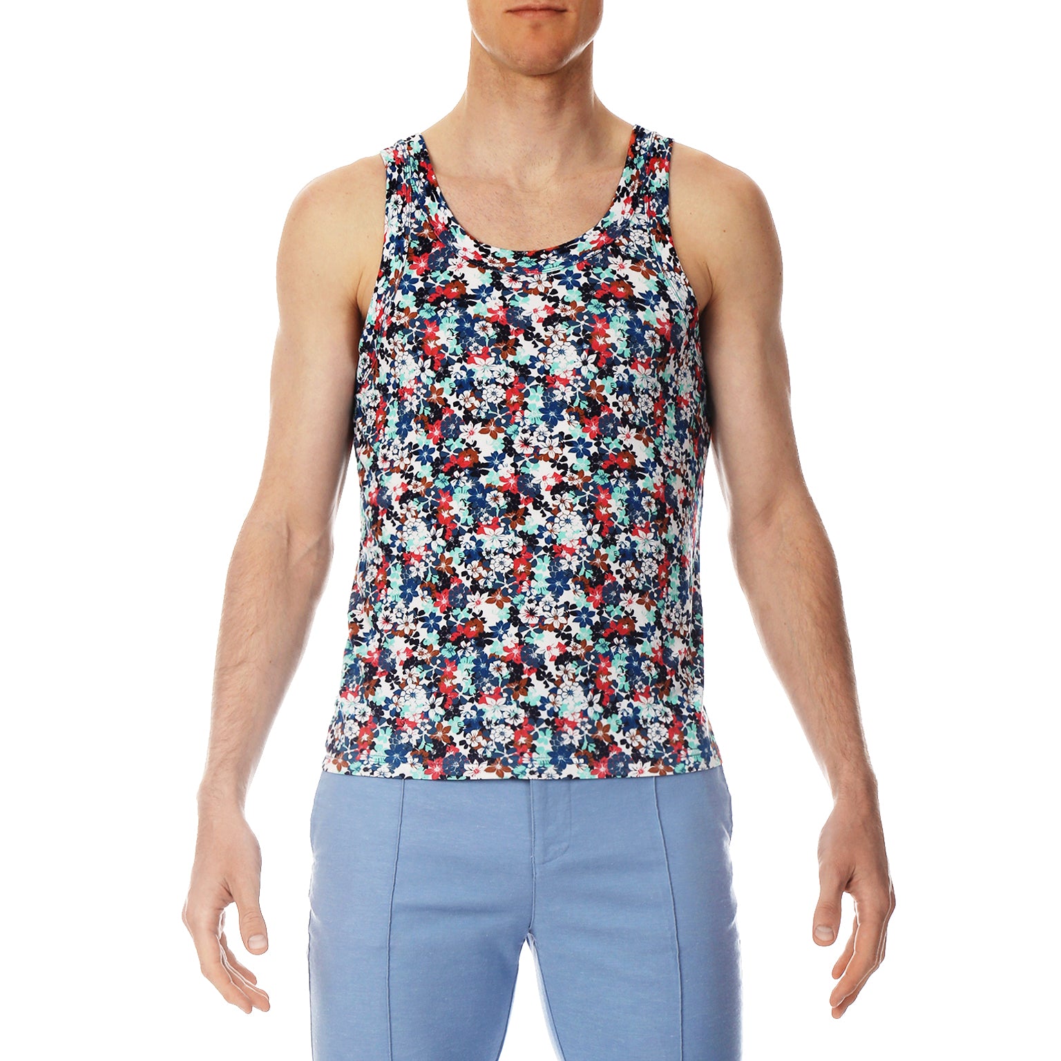 Blue Camelia Print Roxy Tank