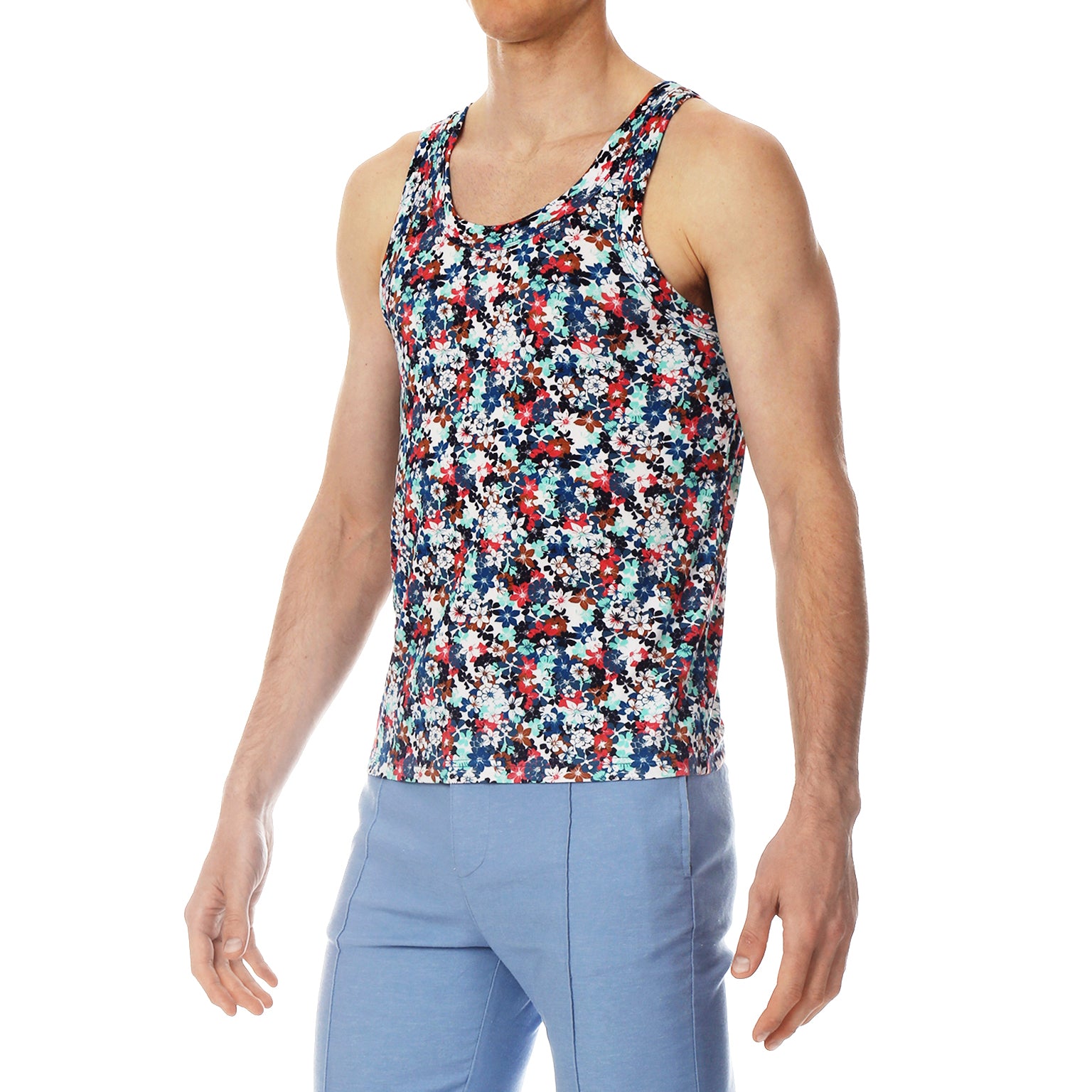 Blue Camelia Print Roxy Tank