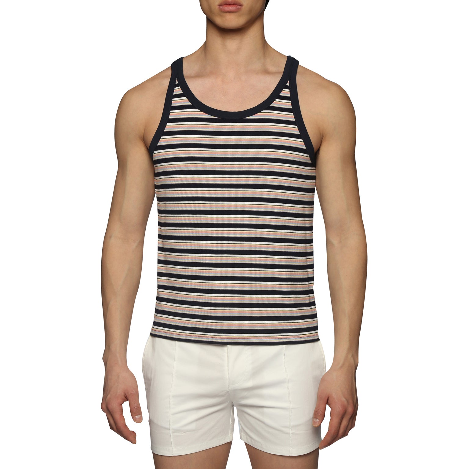SAVE 70%- Dark Navy Stripe Roma Yarn Dye Tank - parke & ronen