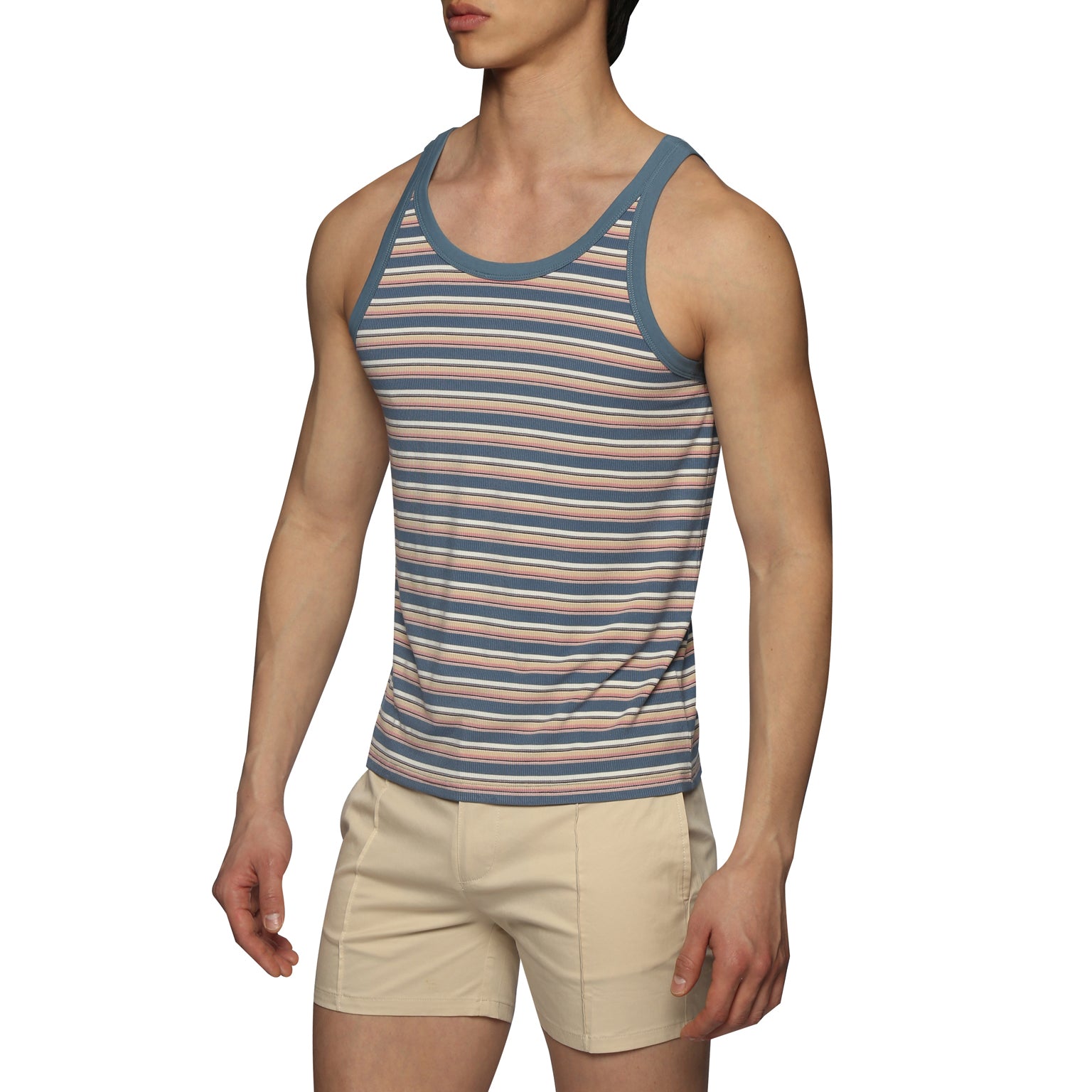 SAVE 70%- Light Blue Stripe Roma Yarn Dye Tank - parke & ronen