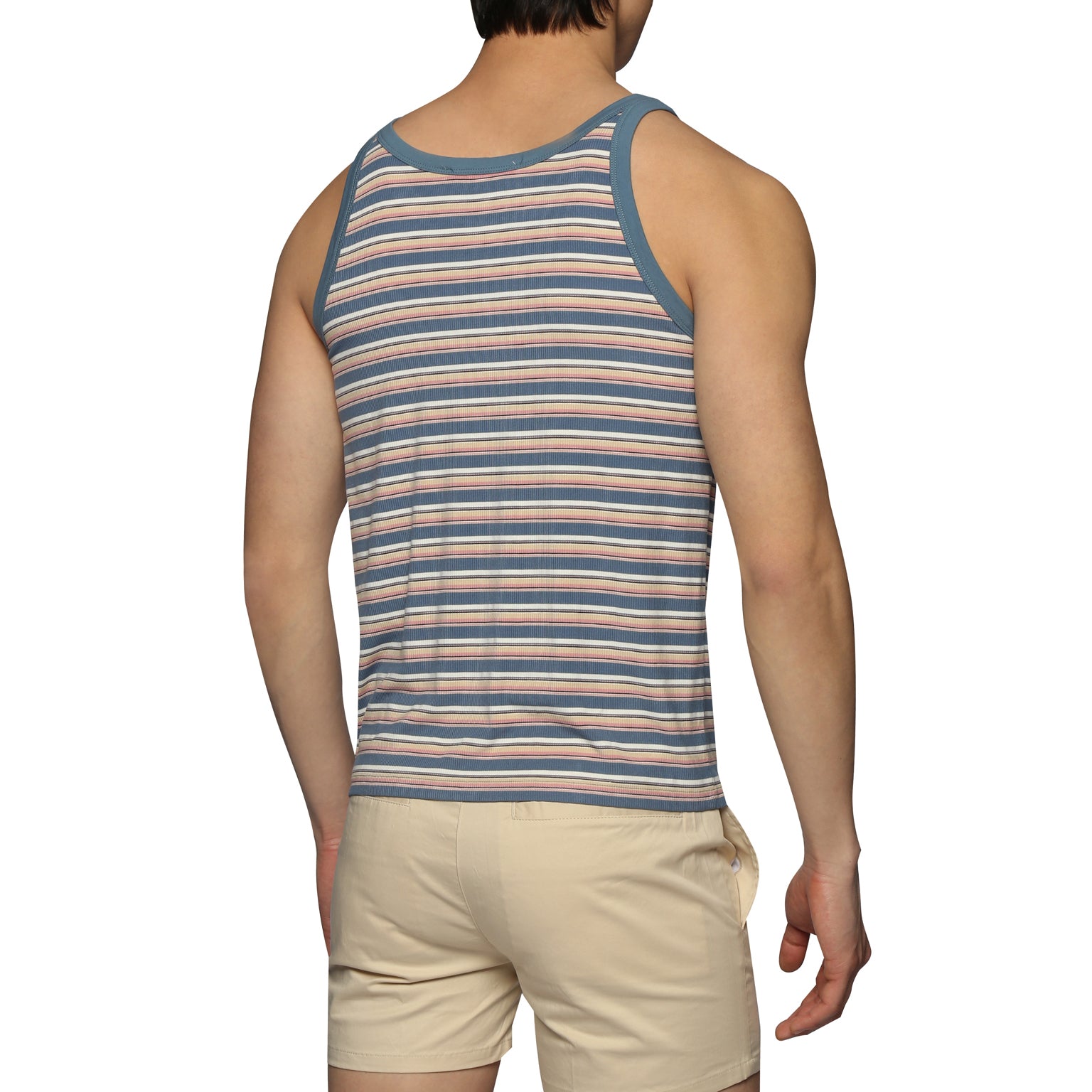 SAVE 70%- Light Blue Stripe Roma Yarn Dye Tank - parke & ronen