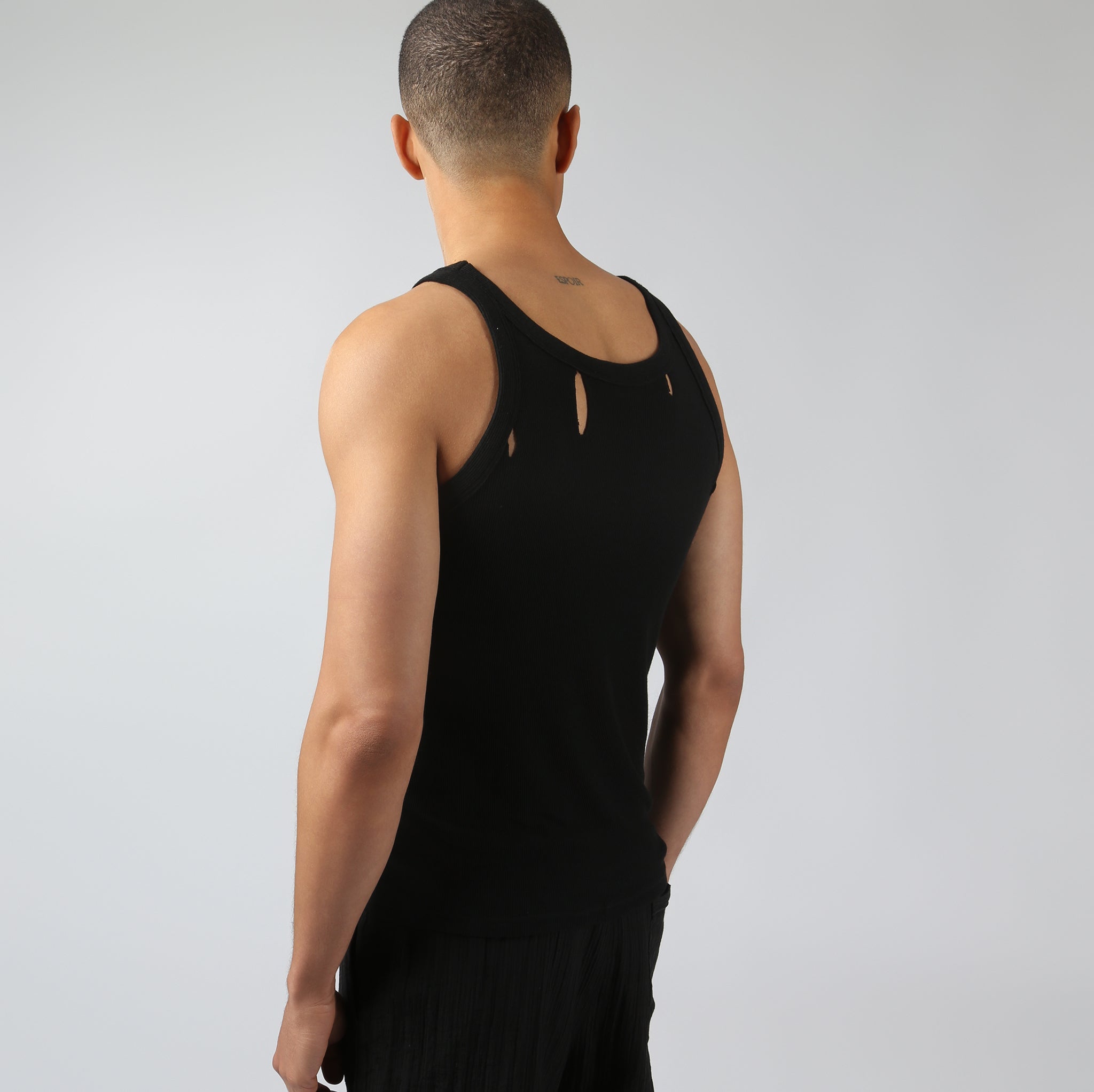 NEW- Black Slash Rib-Knit Tank