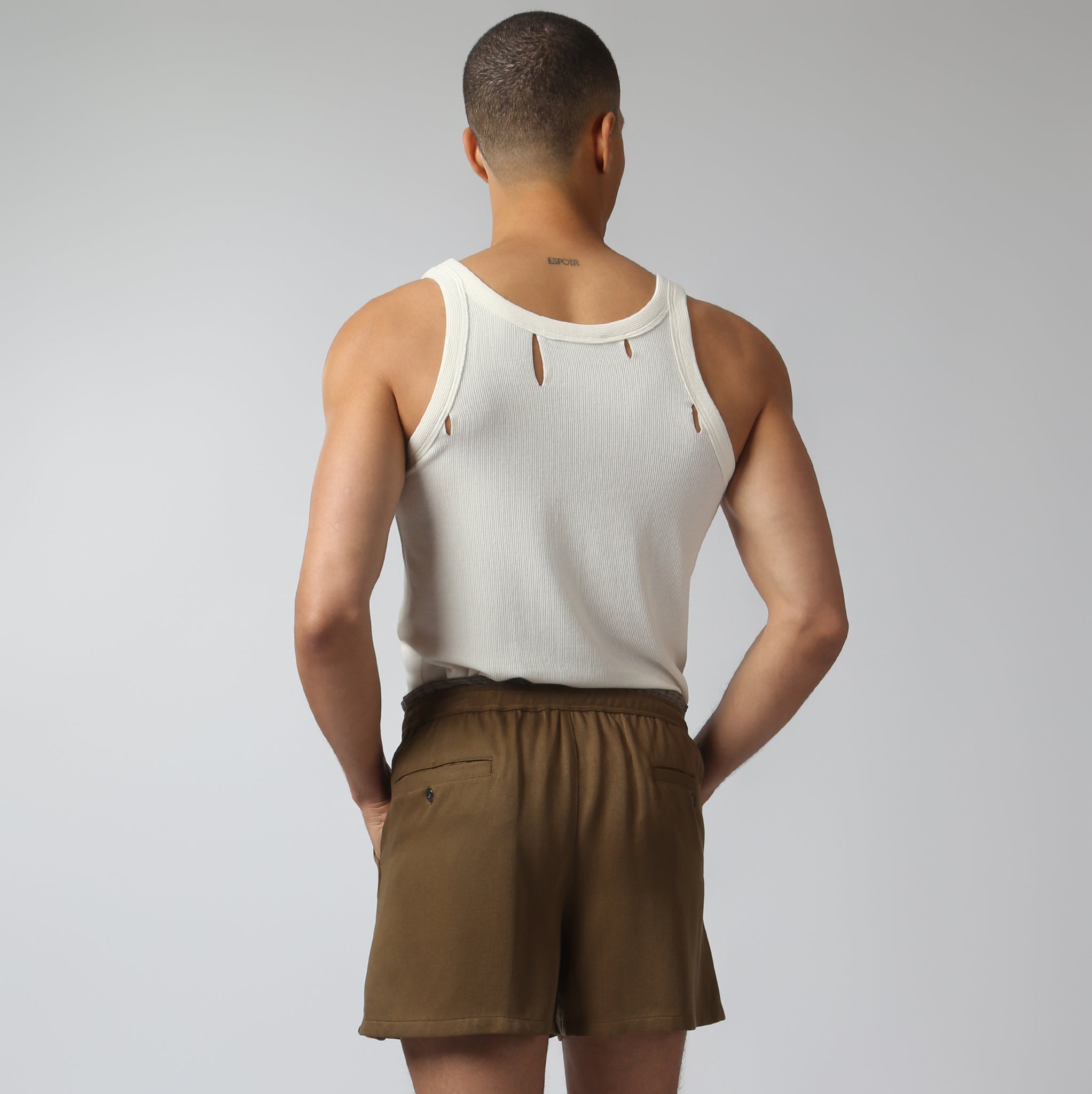 NEW- Ivory Slash Rib-Knit Tank