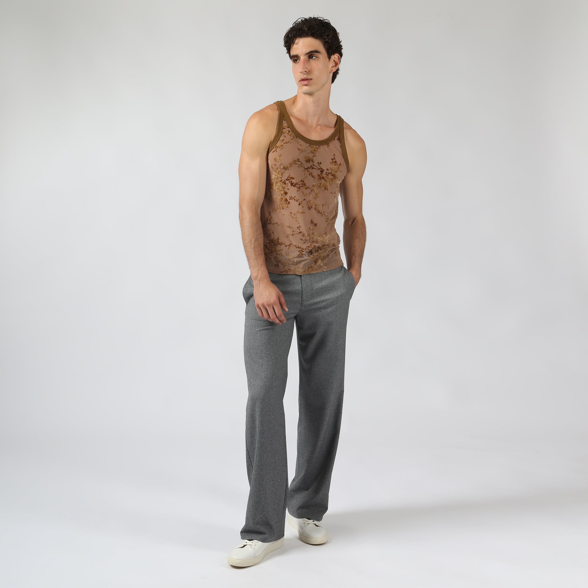 Taupe Whisper Leaf Tank