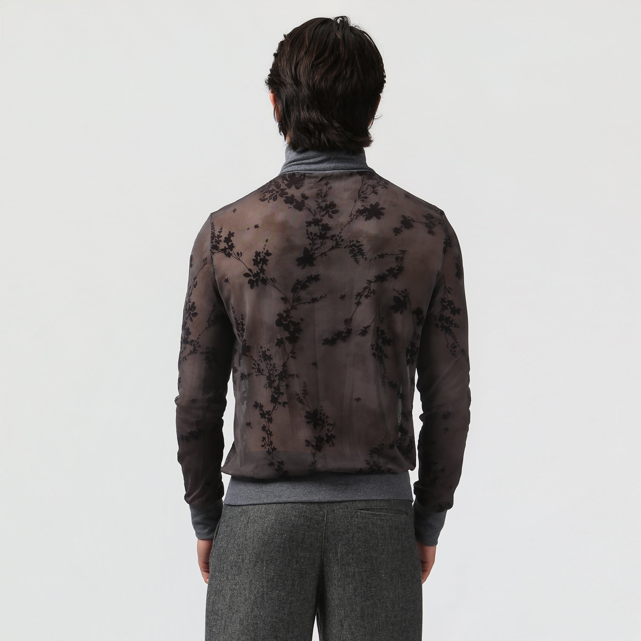 NEW- Charcoal Nocturne Mesh Turtle Neck