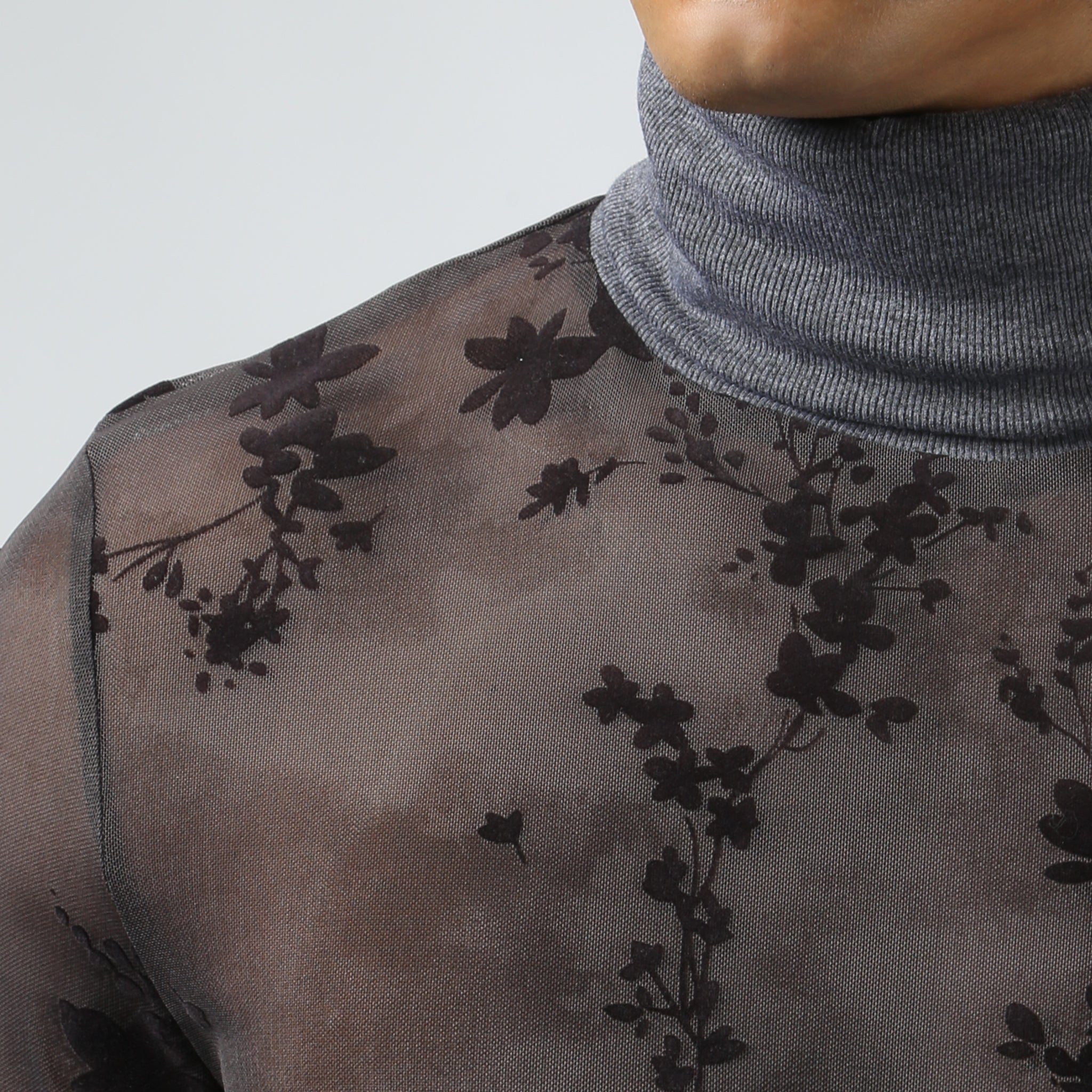 NEW- Charcoal Nocturne Mesh Turtle Neck