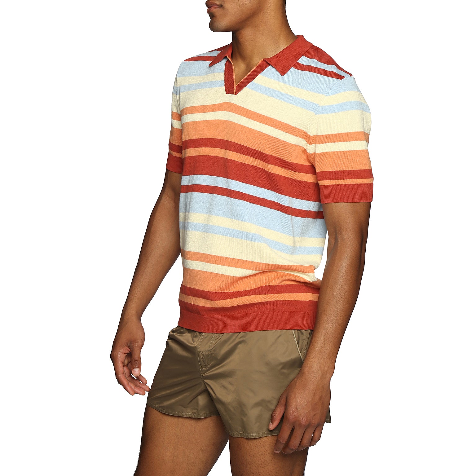 NEW RESORT '25- Sunset La Croisette Stripe Knit Polo - parke & ronen