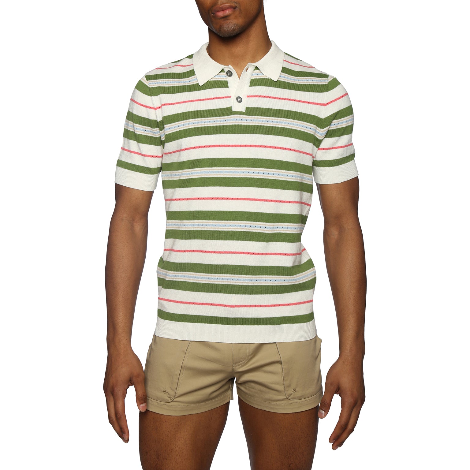 NEW SPRING '25- Grass Green Pointelle Knit Polo - Parke & Ronen