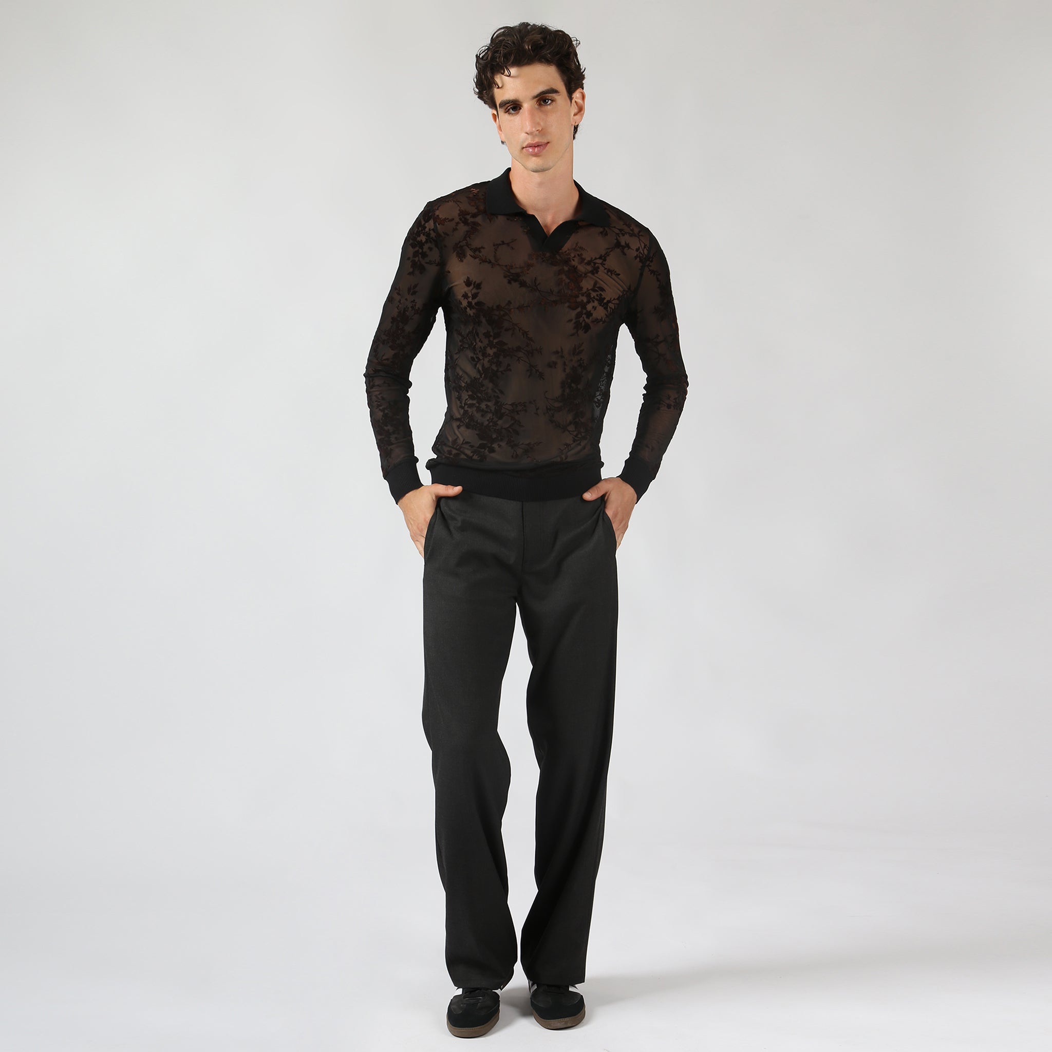 Black Ember Whisper Leaf Polo