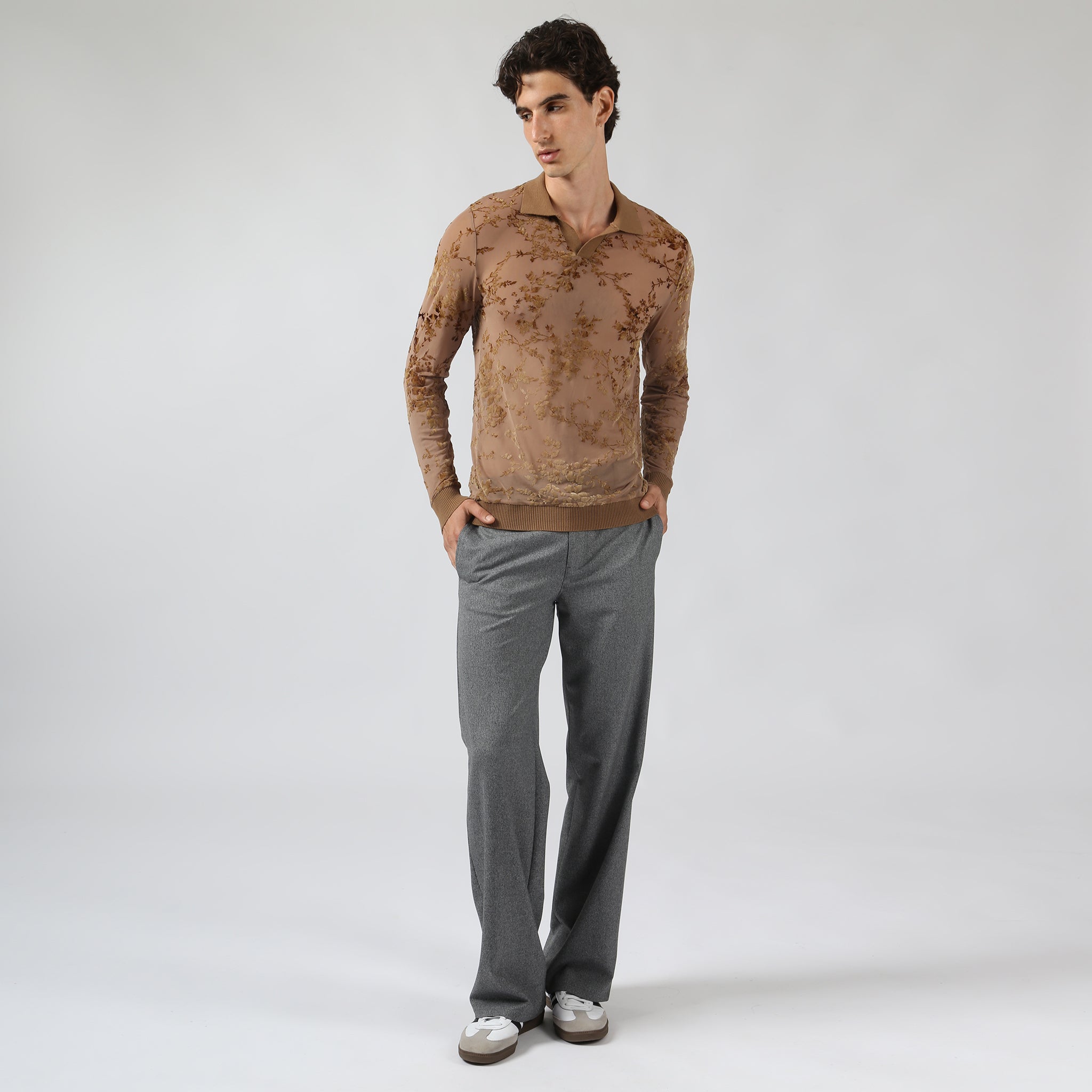 Taupe Whisper Leaf Polo