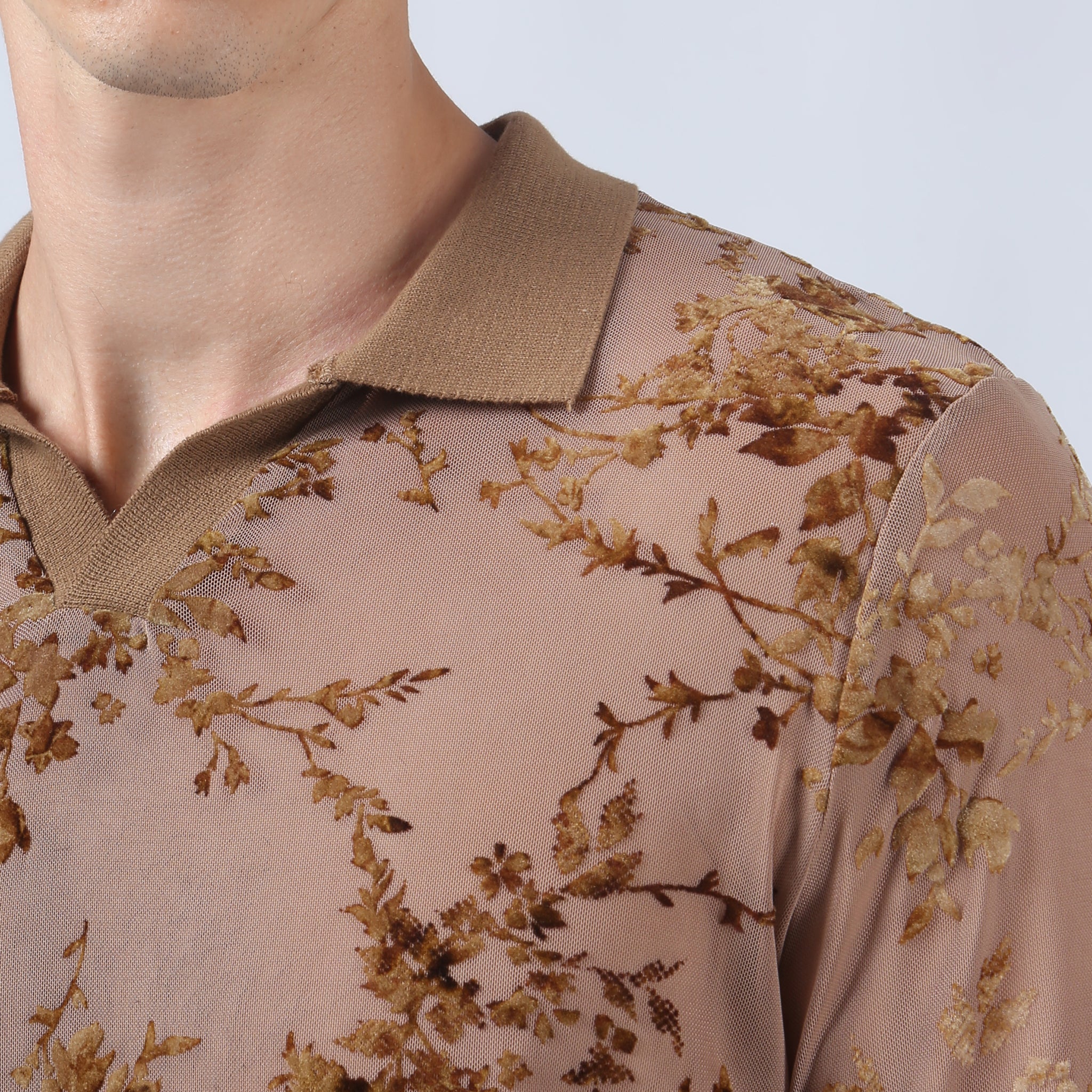 Taupe Whisper Leaf Polo