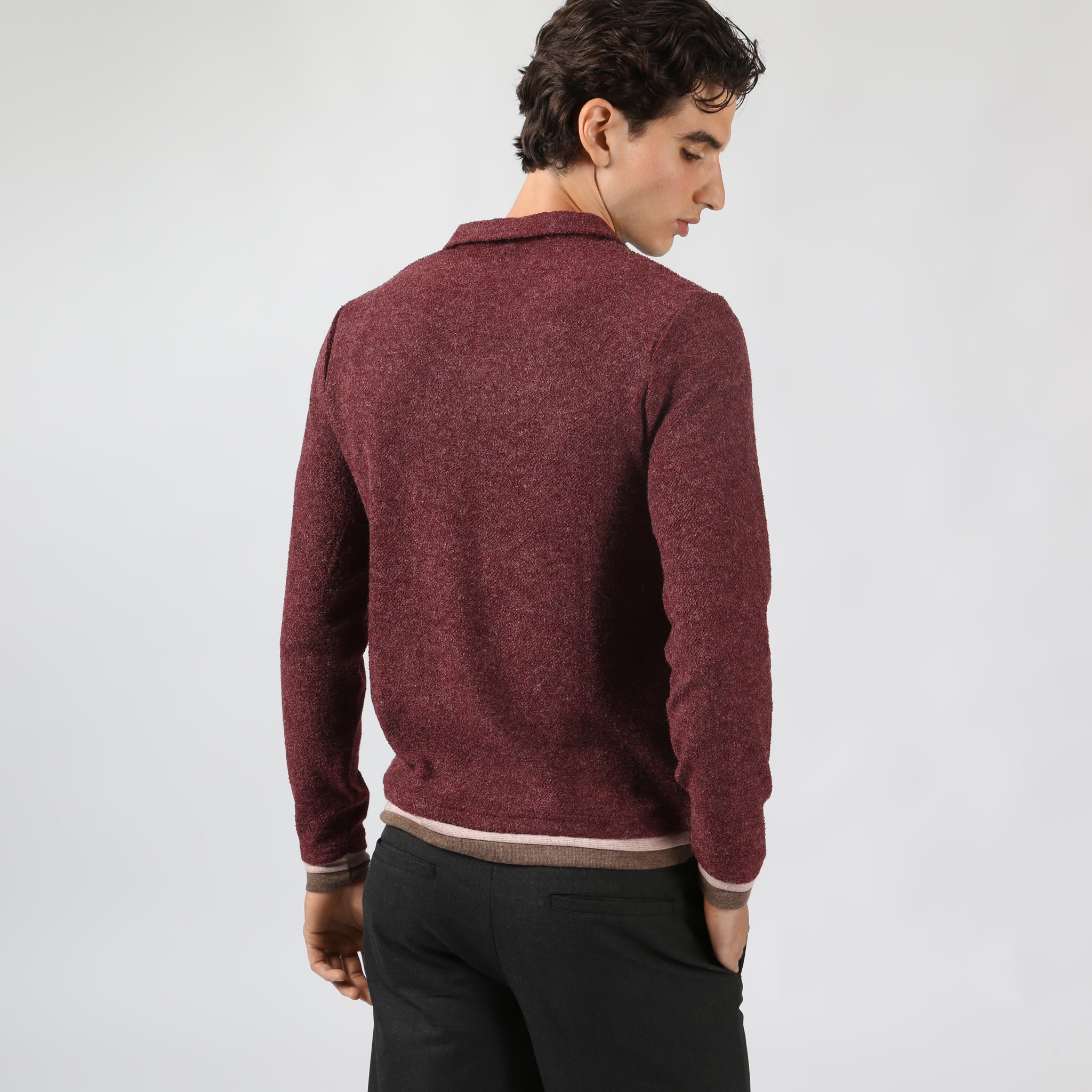 Burgundy Rowe Bouclé Polo