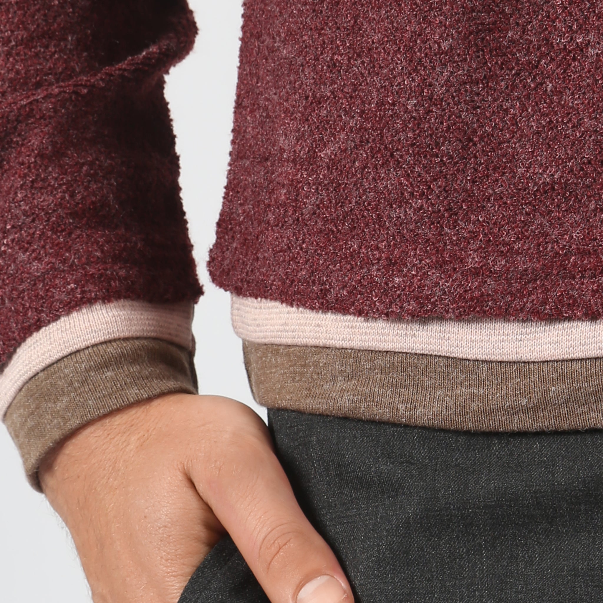 Burgundy Rowe Bouclé Polo