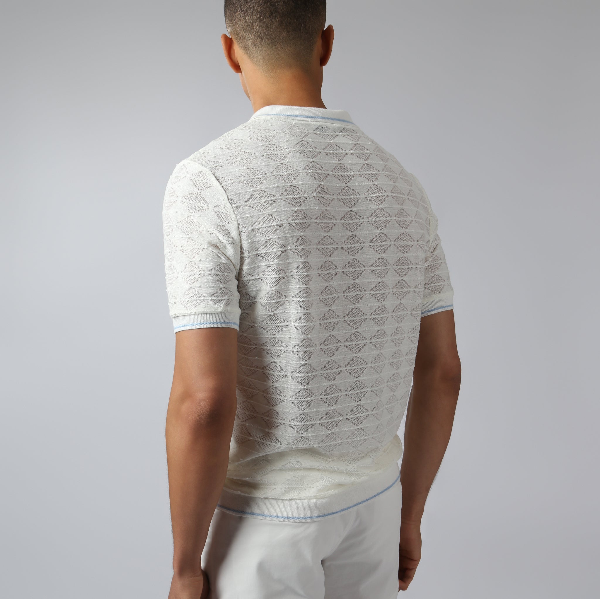 NEW- Ivory Chevron Lace Polo
