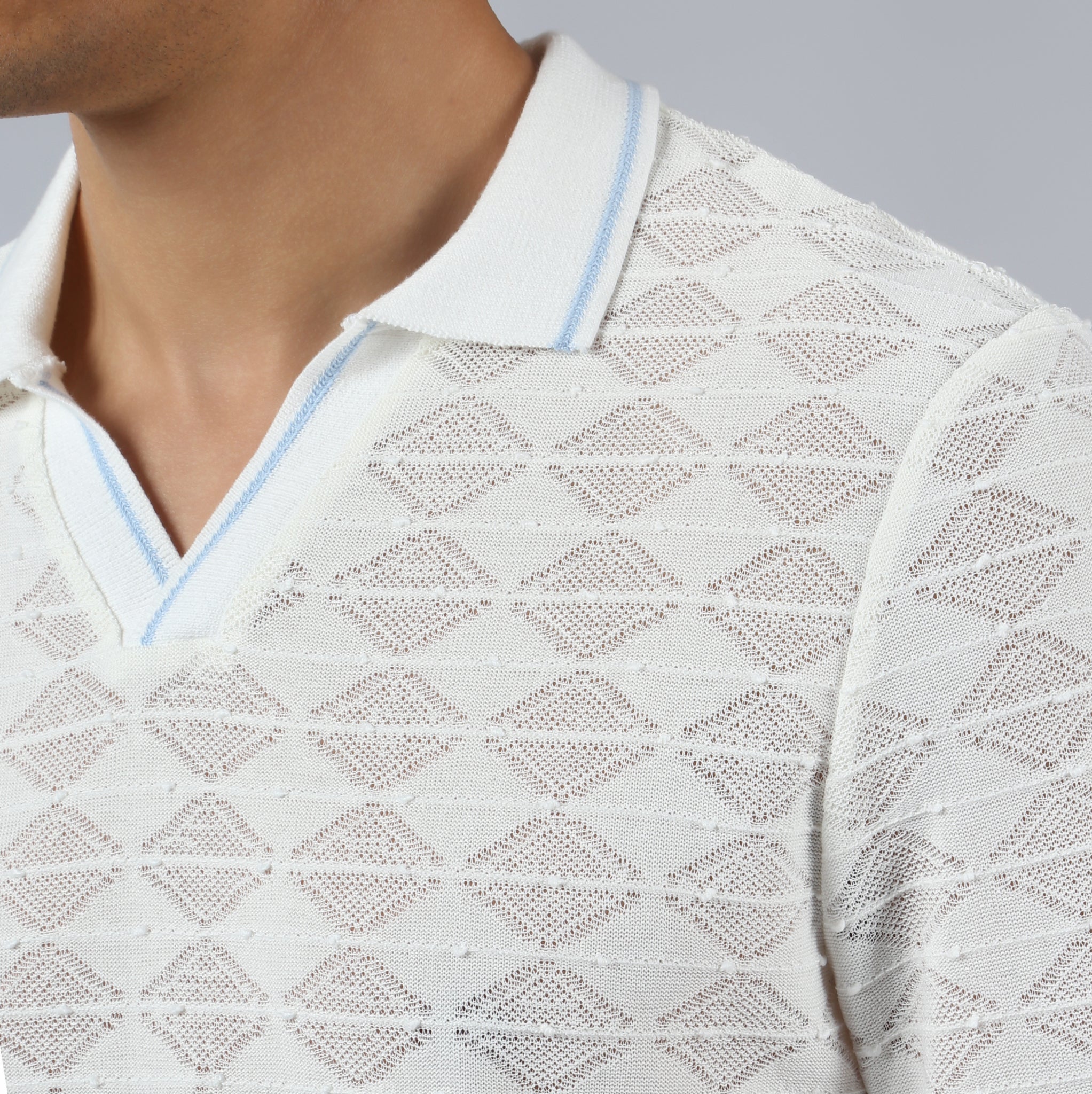 NEW- Ivory Chevron Lace Polo