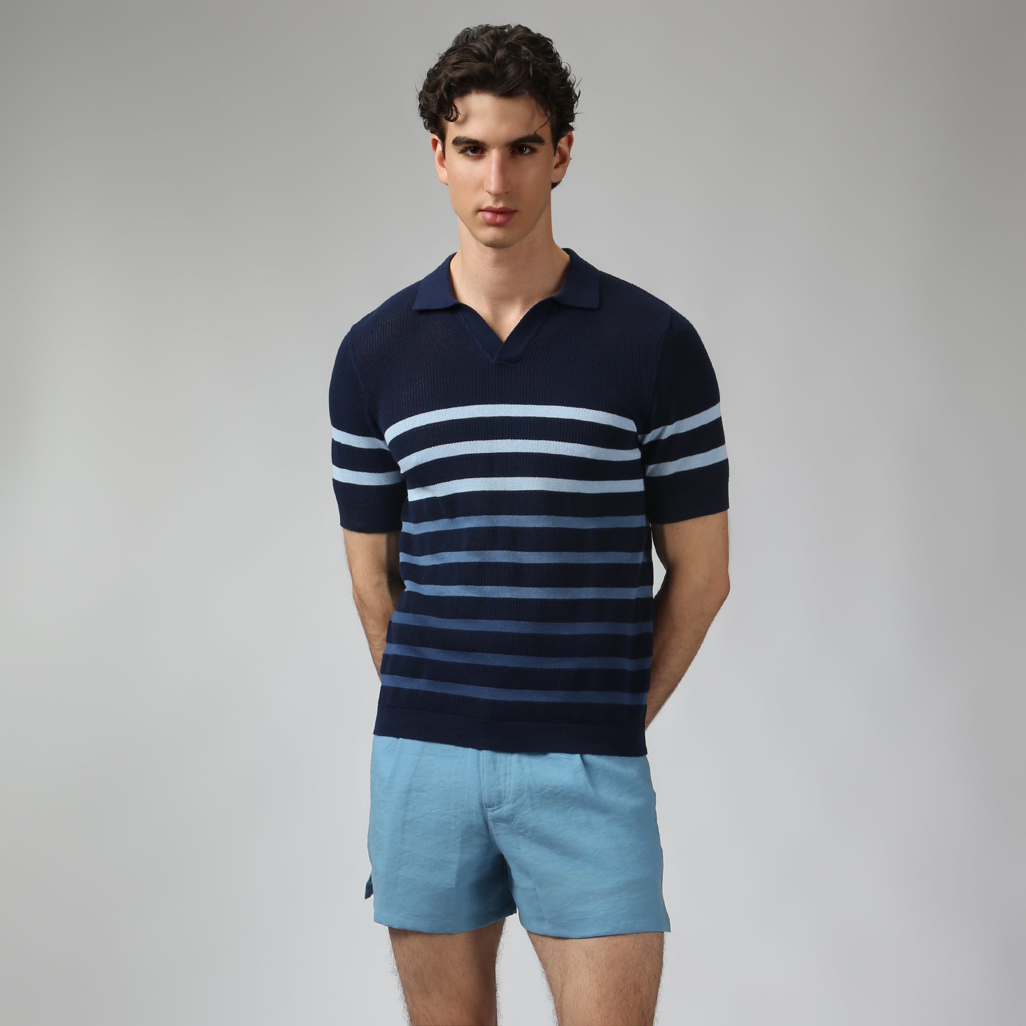 Navy Seabreeze Knit Polo - Parke & Ronen