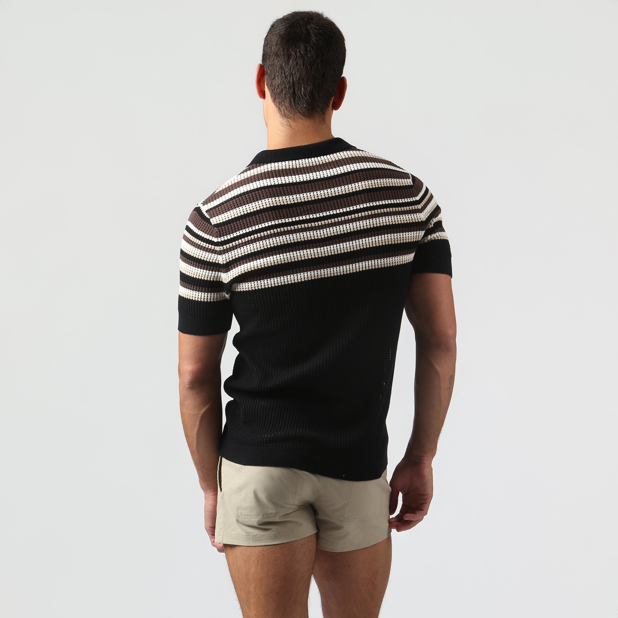 NEW- Black Tan Sismano Knit Polo