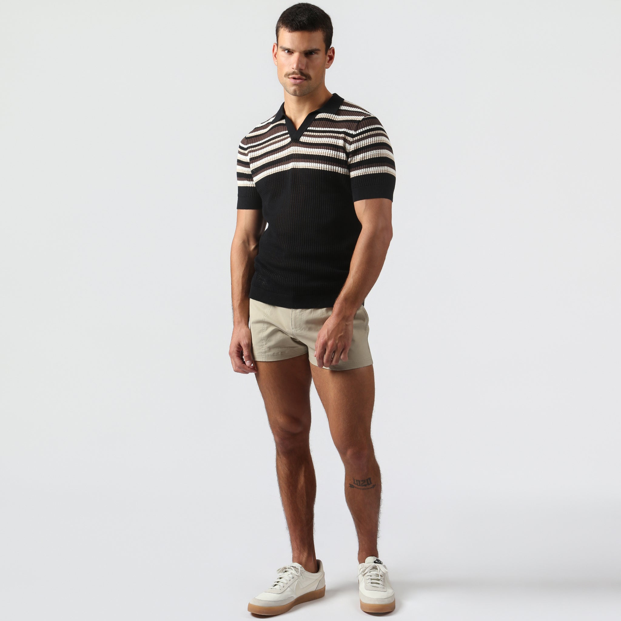 NEW- Black Tan Sismano Knit Polo