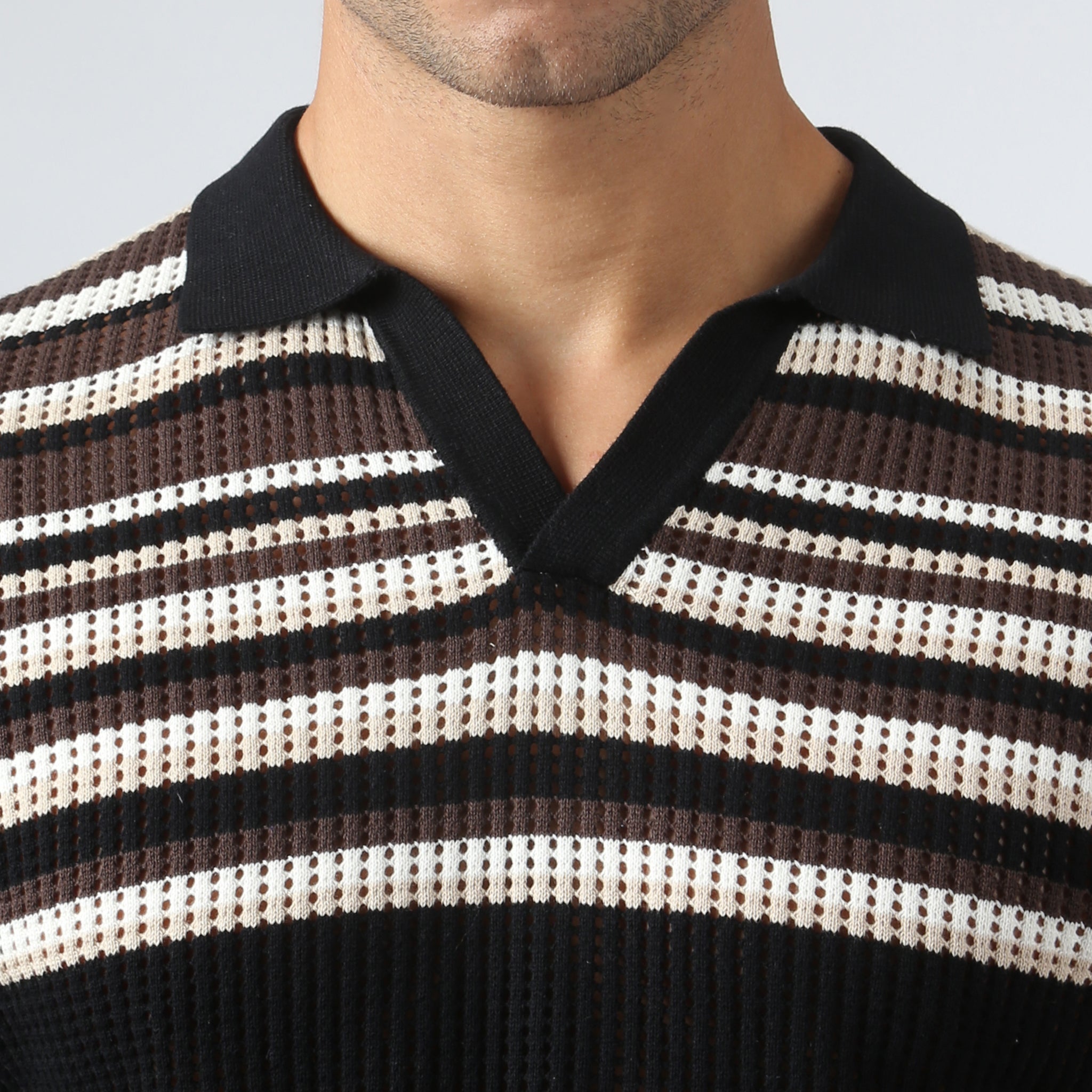 NEW- Black Tan Sismano Knit Polo