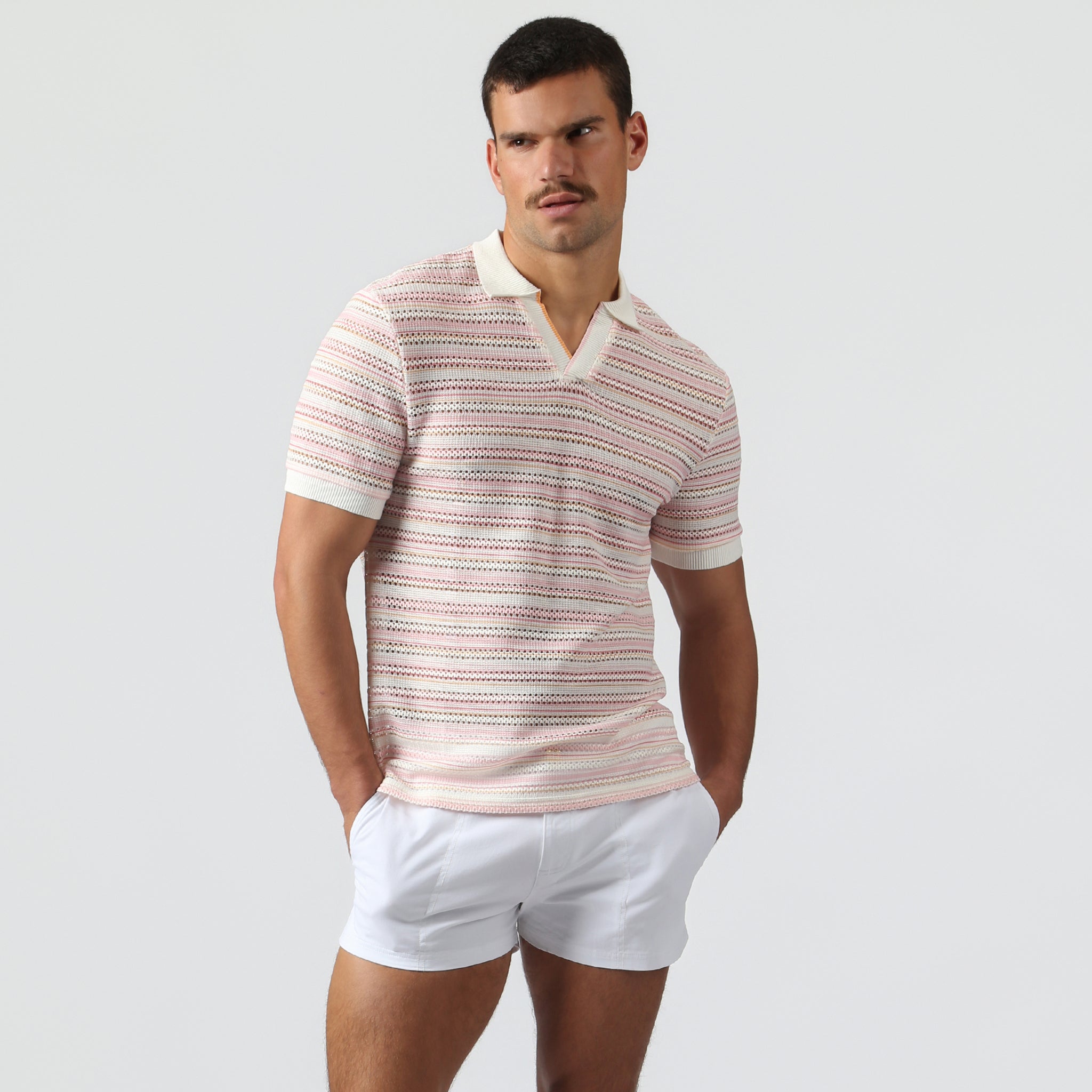 NEW- Blush Stripe Argento Knit Polo