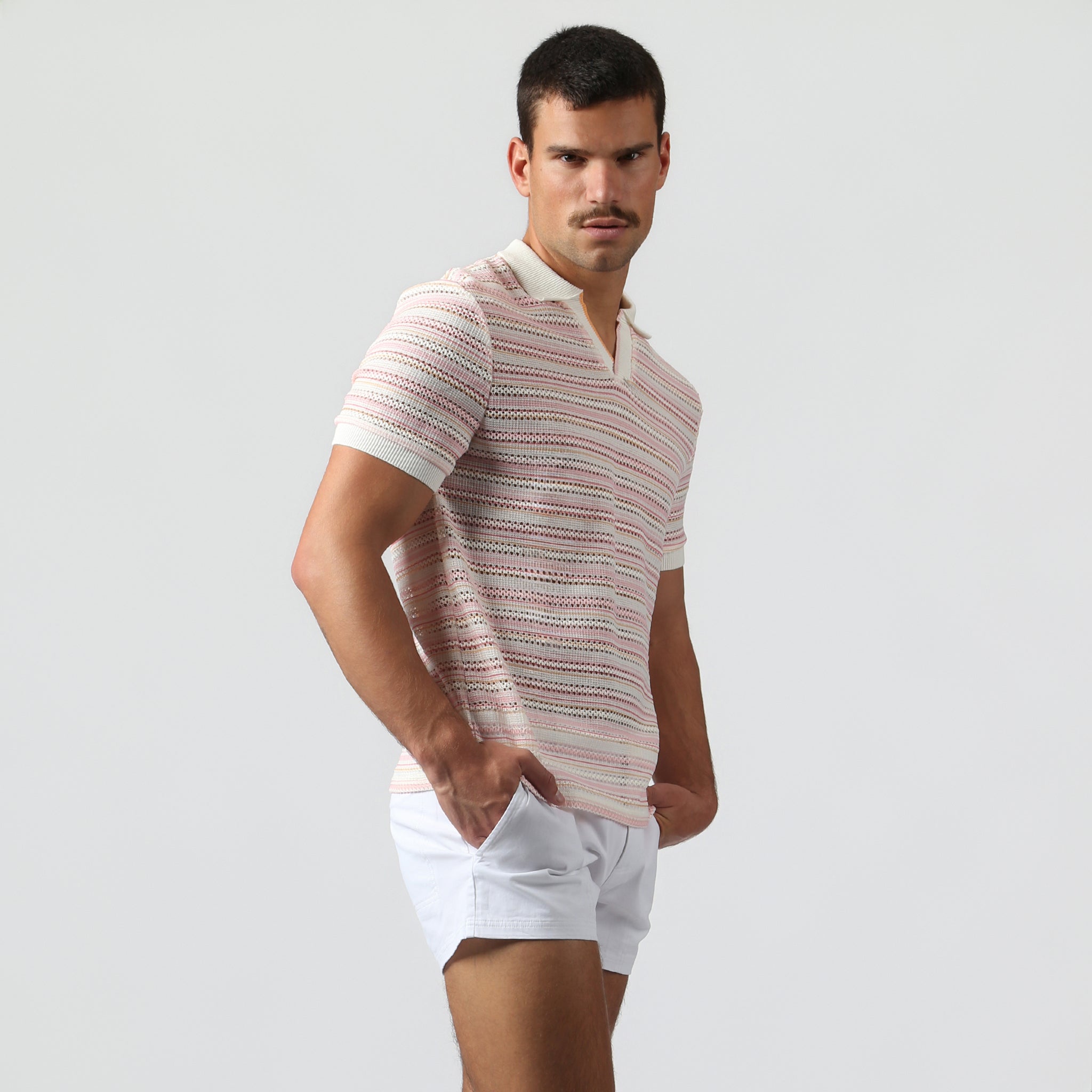 NEW- Blush Stripe Argento Knit Polo