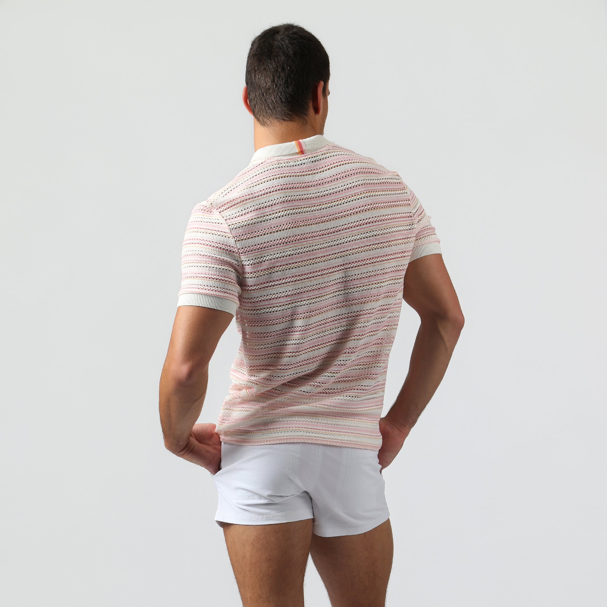 NEW- Blush Stripe Argento Knit Polo