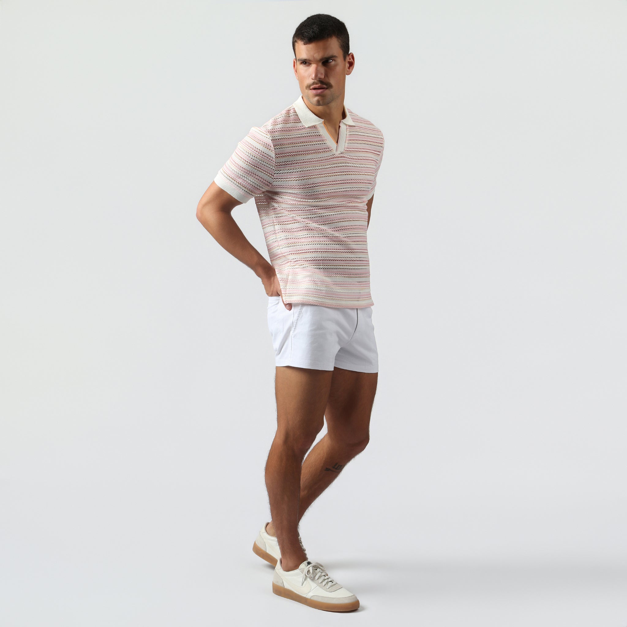 NEW- Blush Stripe Argento Knit Polo