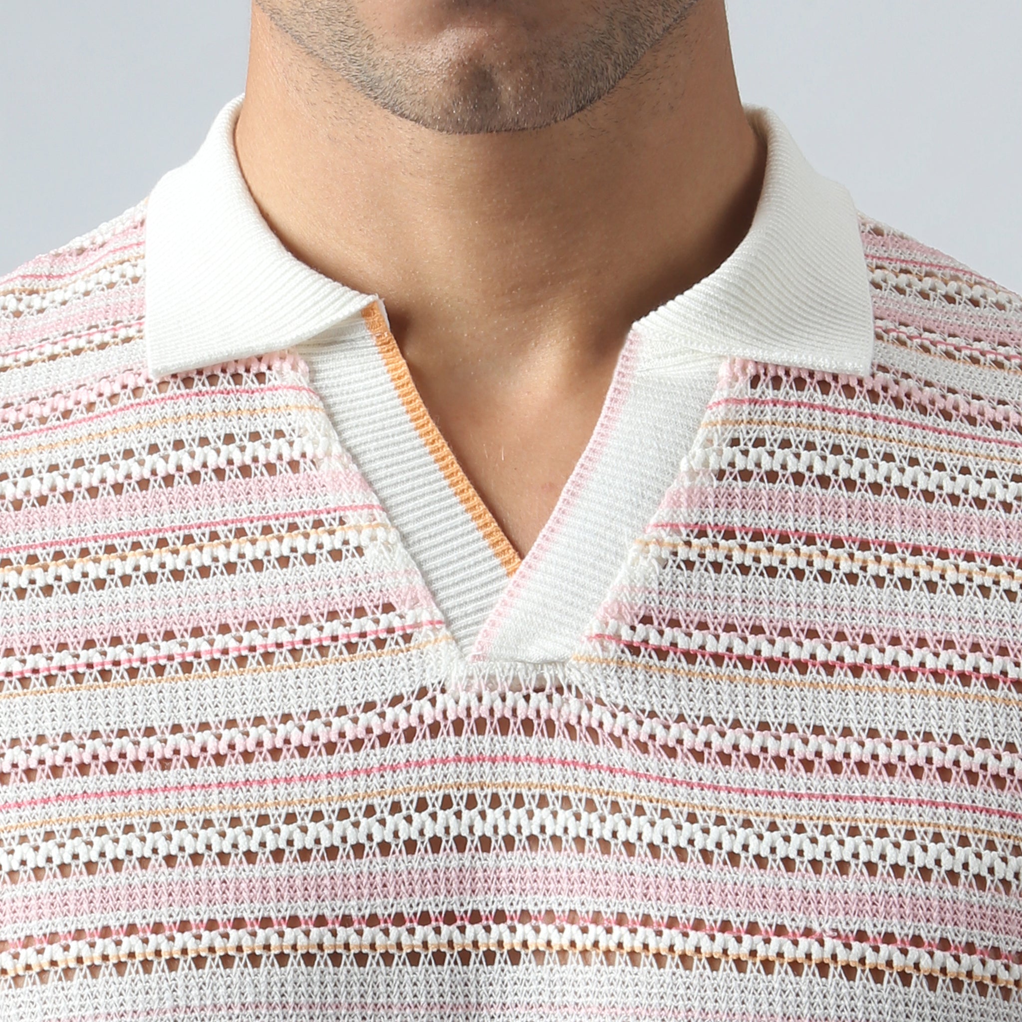 NEW- Blush Stripe Argento Knit Polo