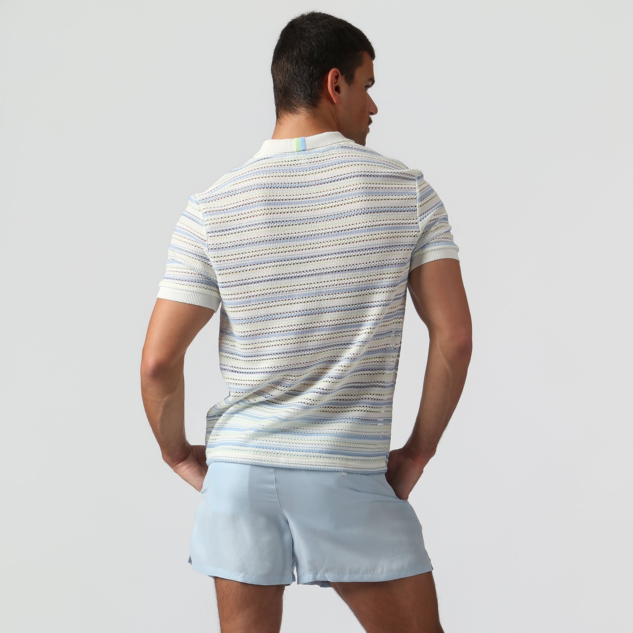 NEW- Ice Stripe Argento Knit Polo
