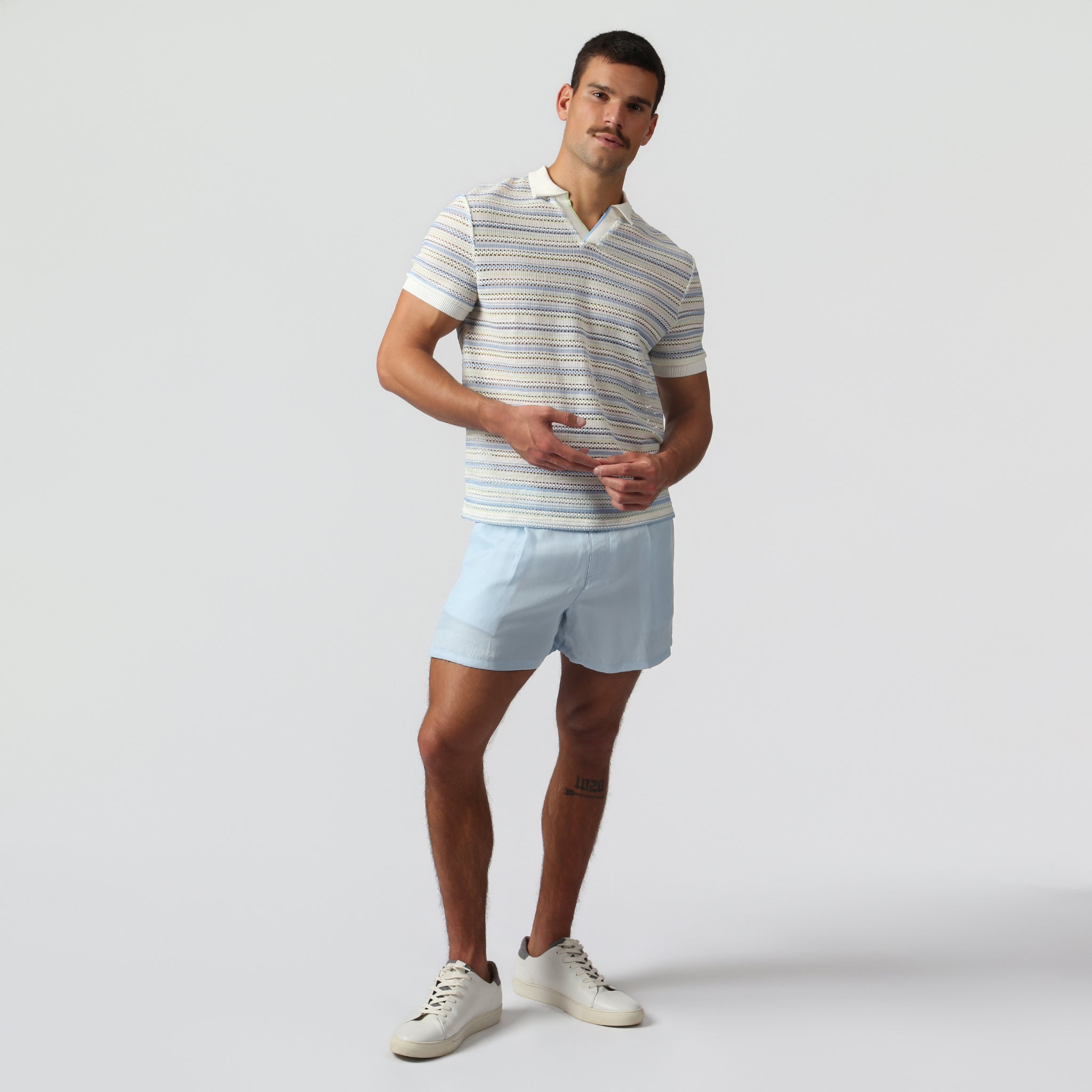 NEW- Ice Stripe Argento Knit Polo