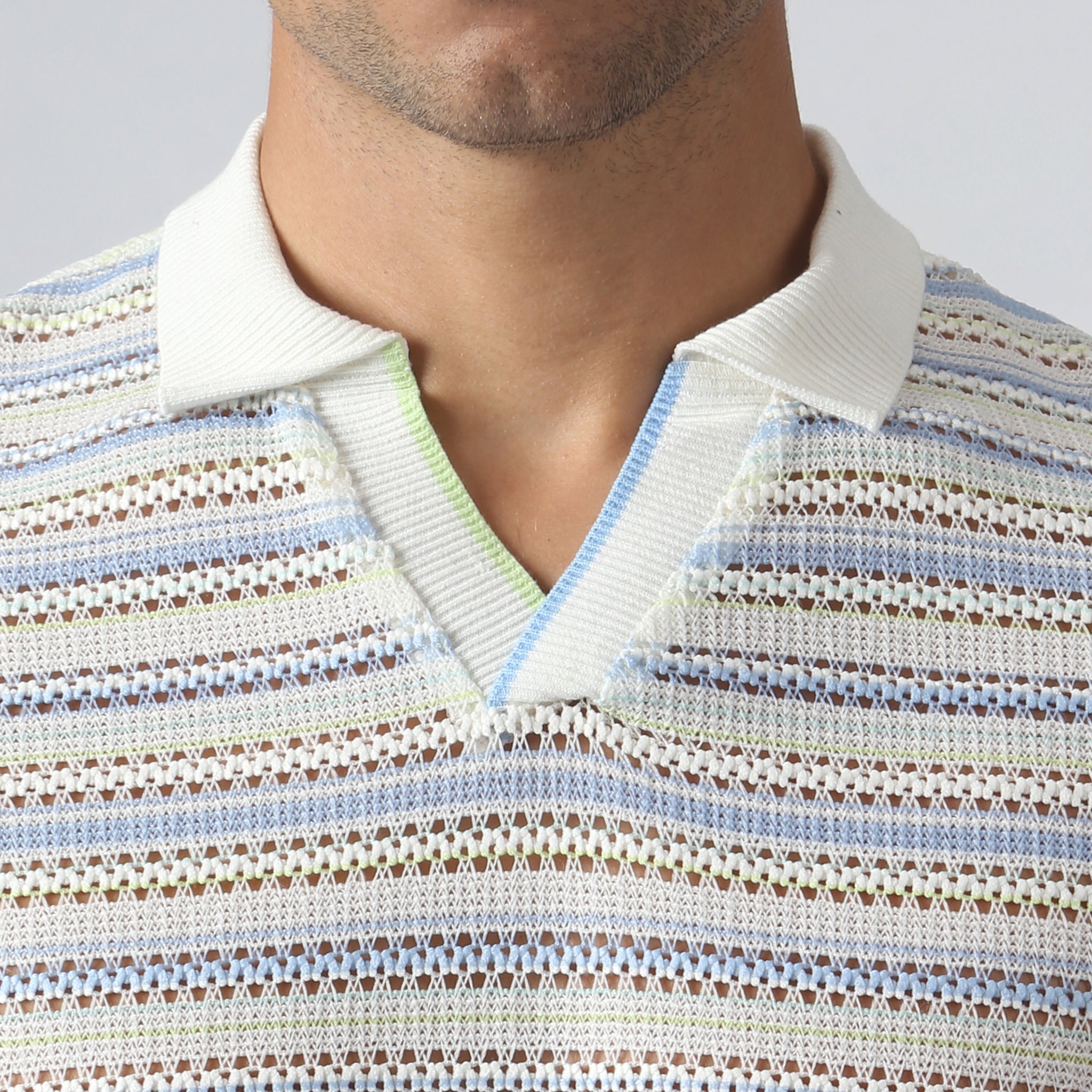 NEW- Ice Stripe Argento Knit Polo