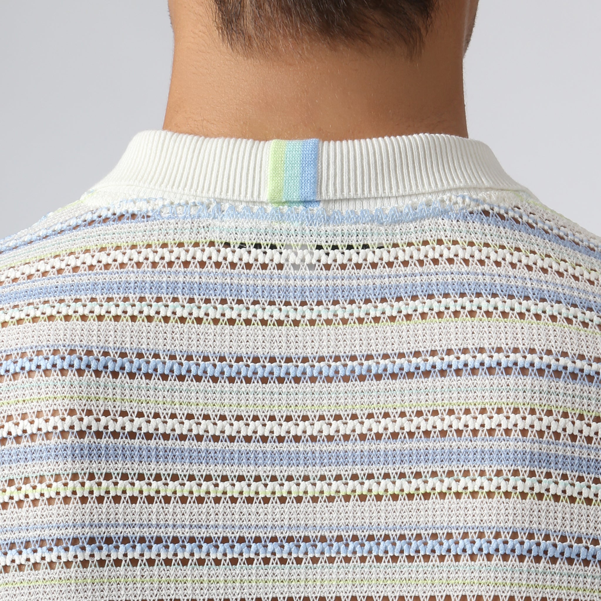 NEW- Ice Stripe Argento Knit Polo