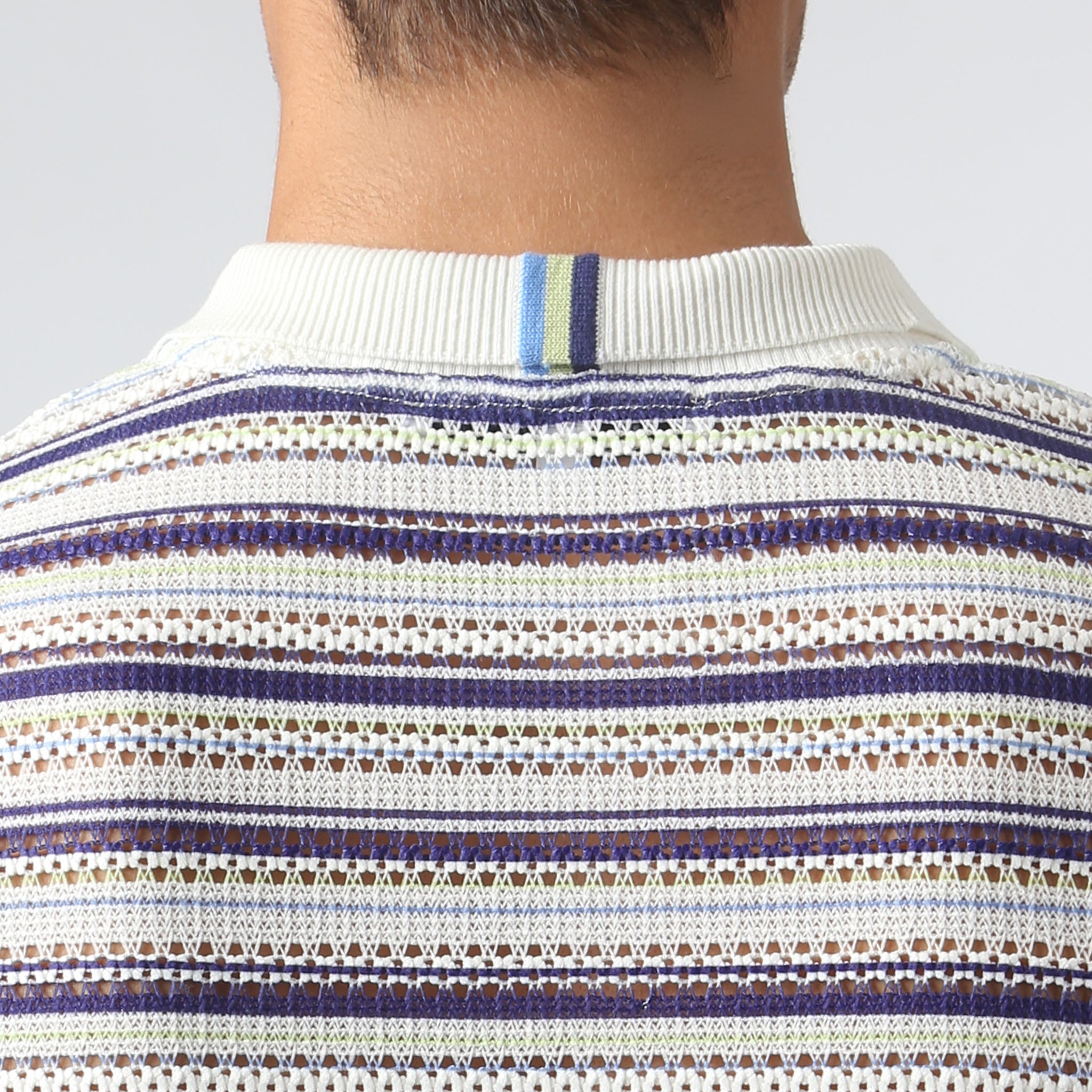 NEW- Marine Stripe Argento Knit Polo