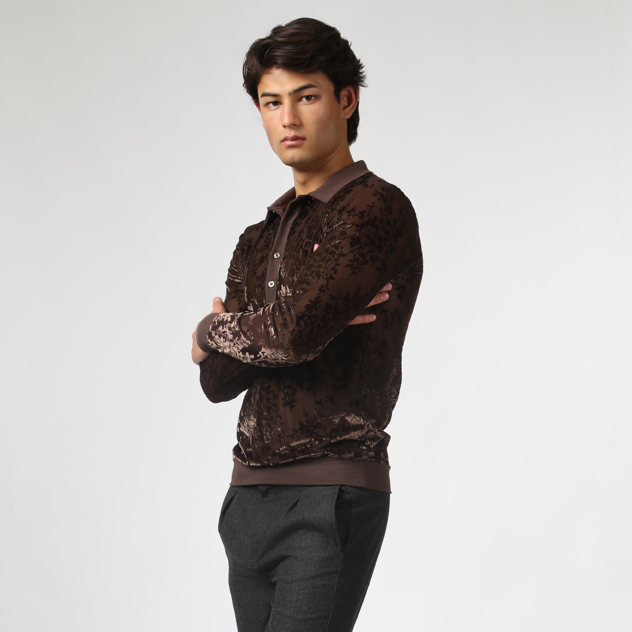 NEW- Burnt Umber Heath Velvet Polo