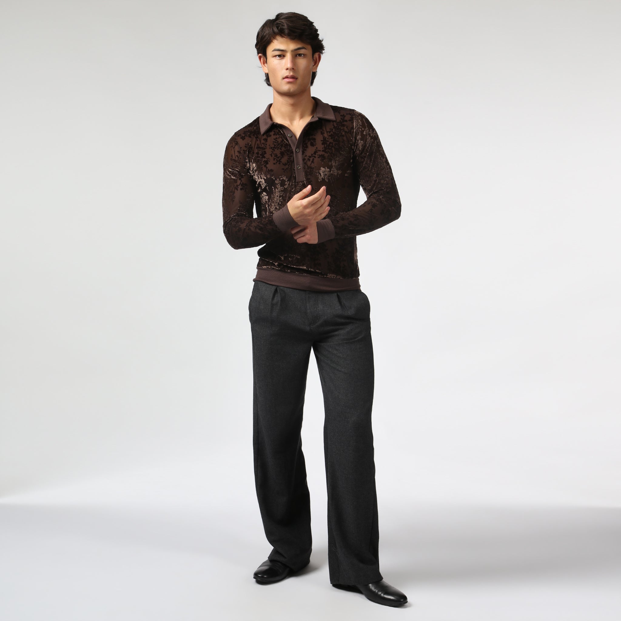 NEW- Burnt Umber Heath Velvet Polo