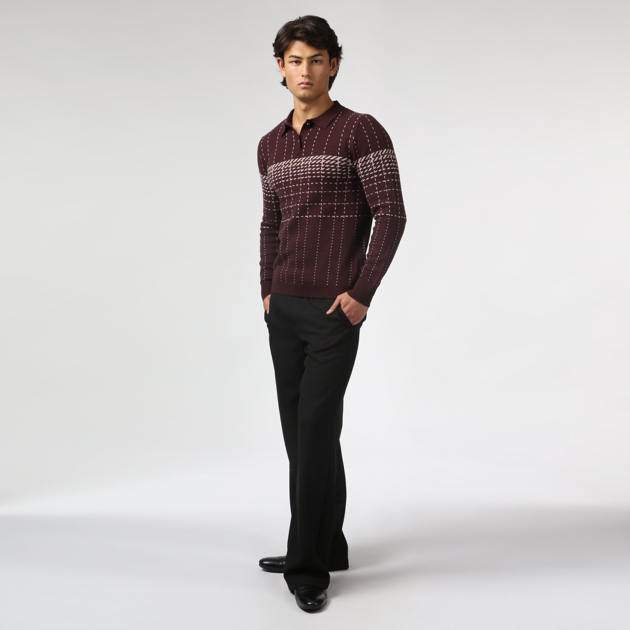NEW- Mahogany Harris Check Knit Polo