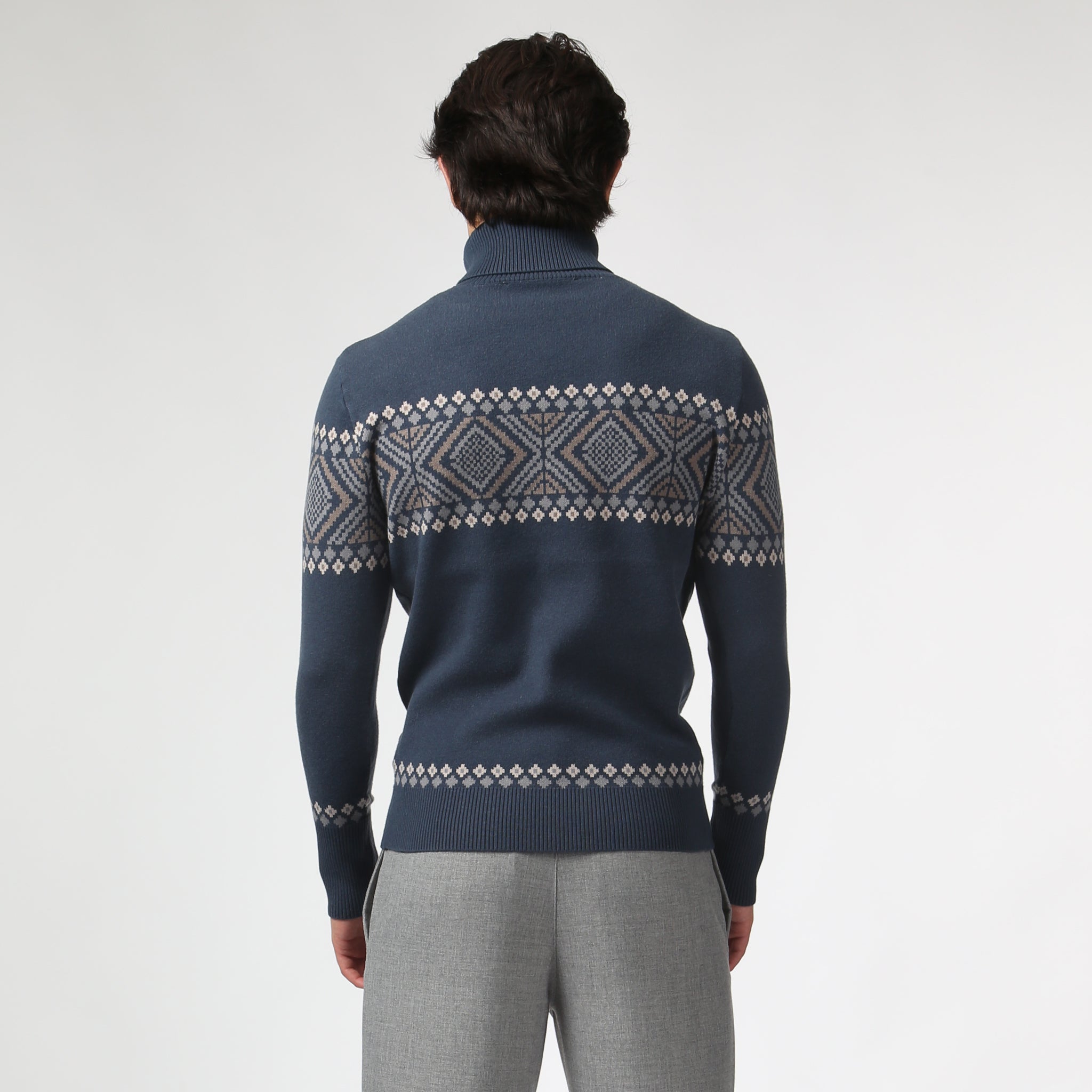 NEW- Navy Fair Isle Knit Turtle Neck