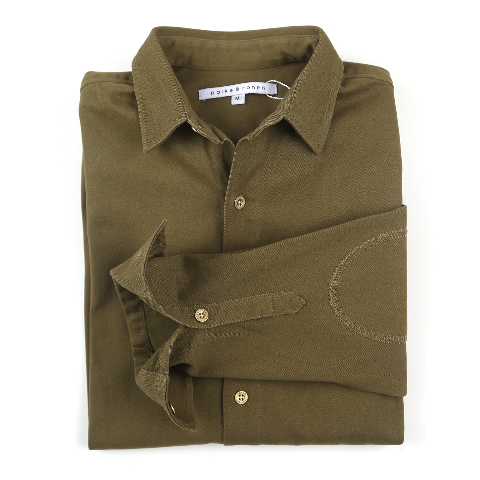 SAVE 70%- Vintage Washed Light Olive Stretch Twill Shirt