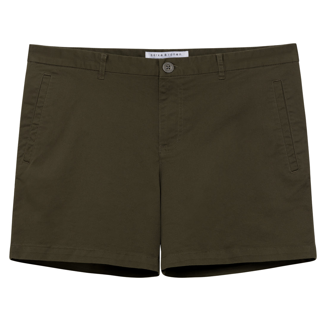 Dark Olive Solid Stretch Holler Shorts | Parke & Ronen