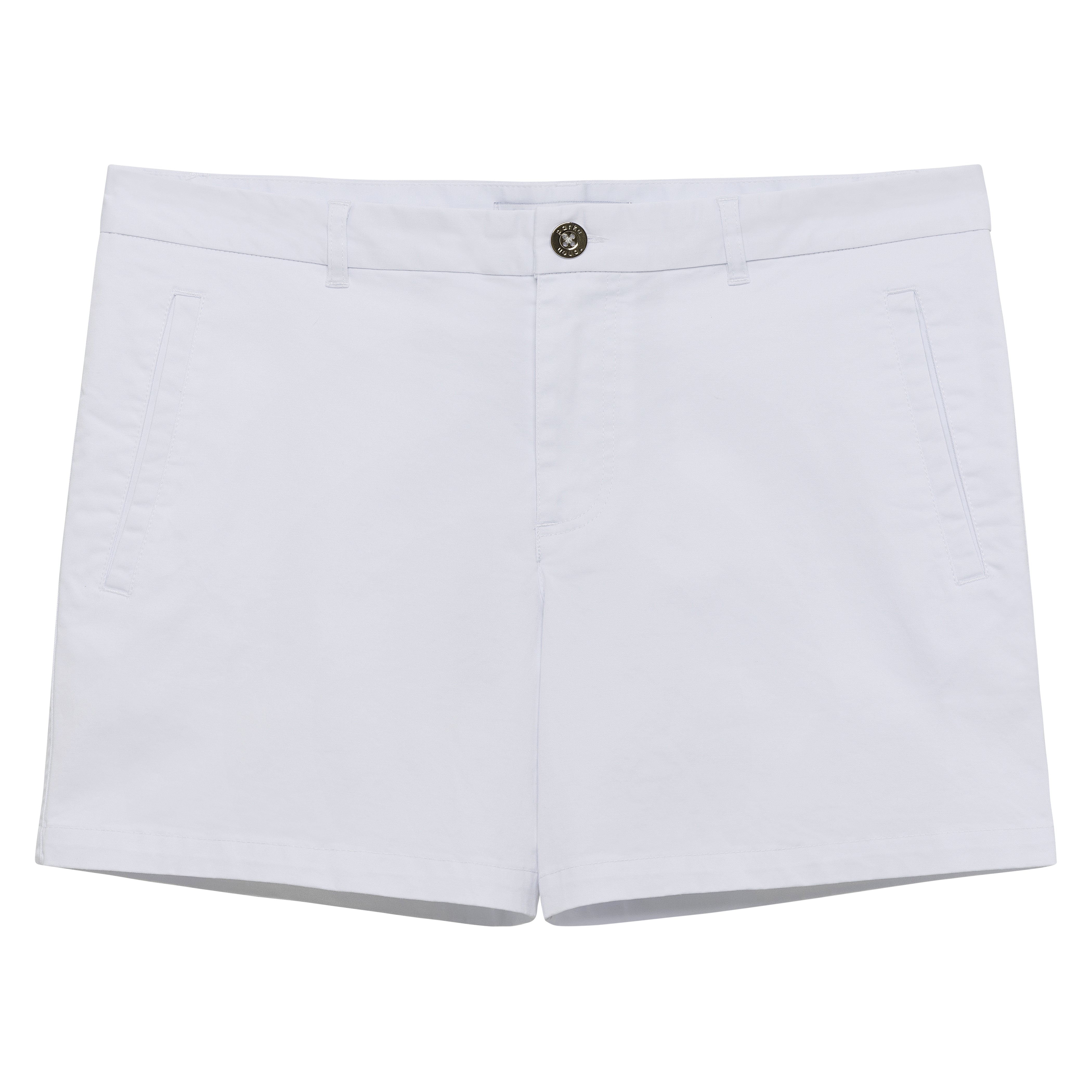 White Solid Stretch Holler Shorts