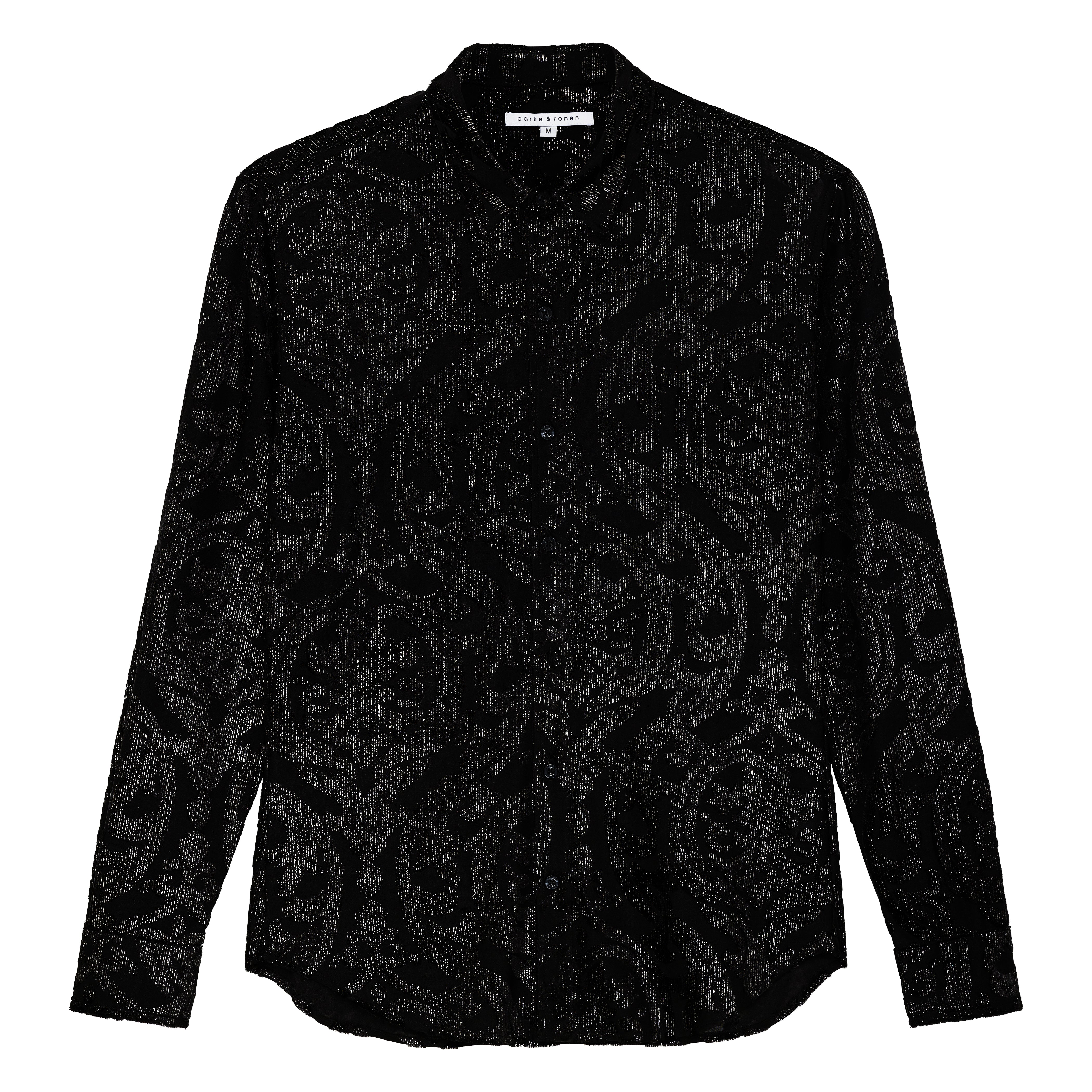HOLIDAY EXCLUSIVE- Obisidian Chambord Cut Velvet Shirt - parke & ronen