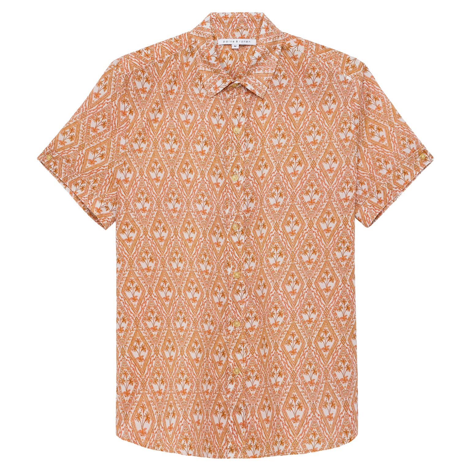 SAVE 70%- Coral Noto Palms Print Biscayne Shirt - parke & ronen