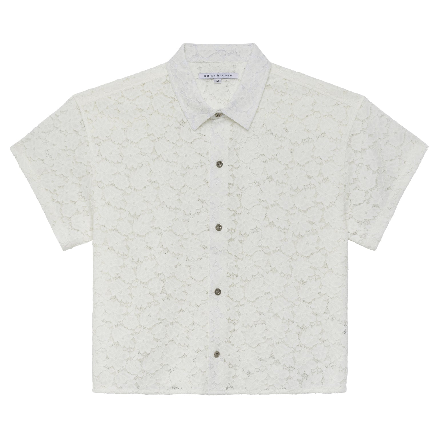 SPRING '24- White San Marco Stretch Lace Crop Shirt