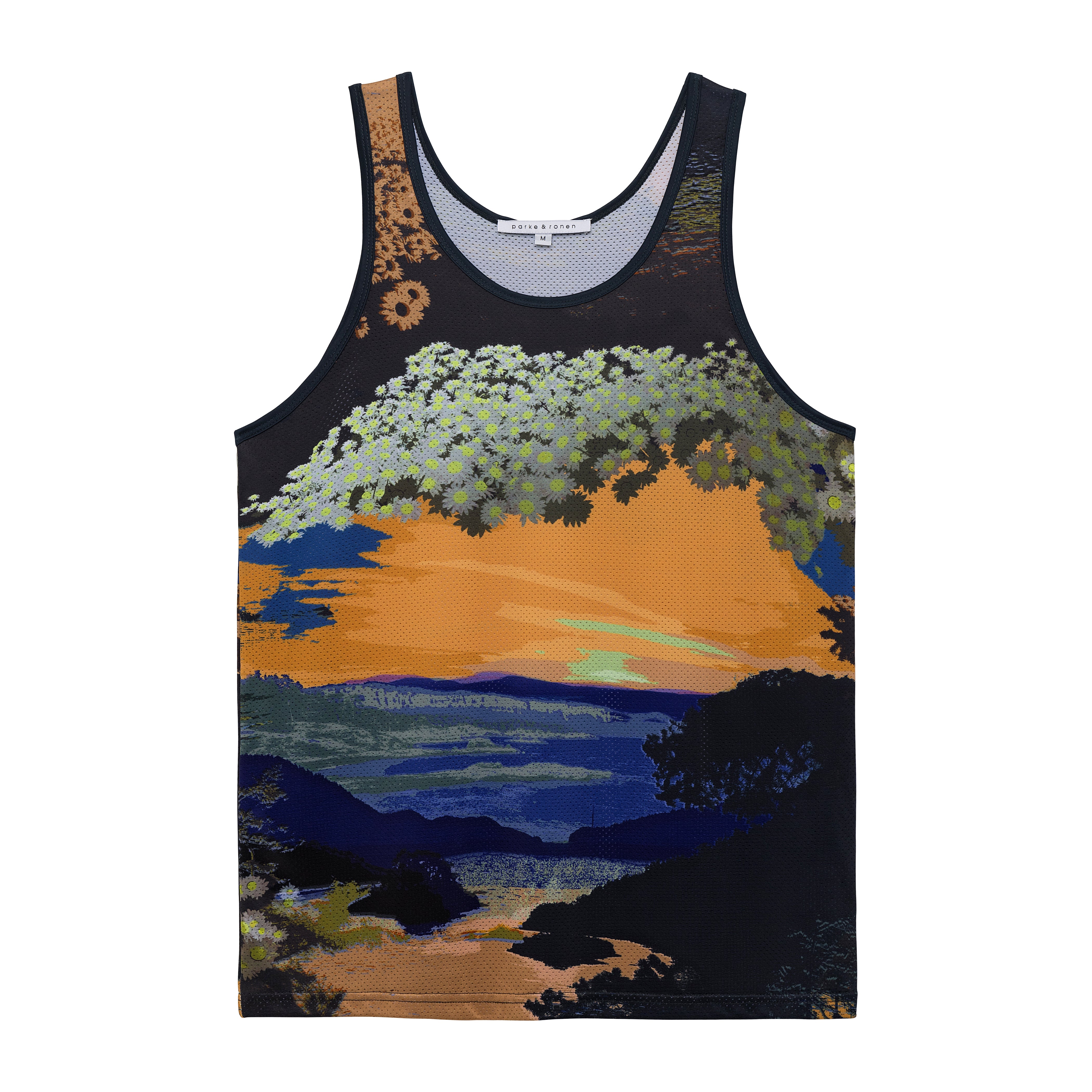 SAVE 70%- Happy Valley Sunset Printed Mesh Tank Top