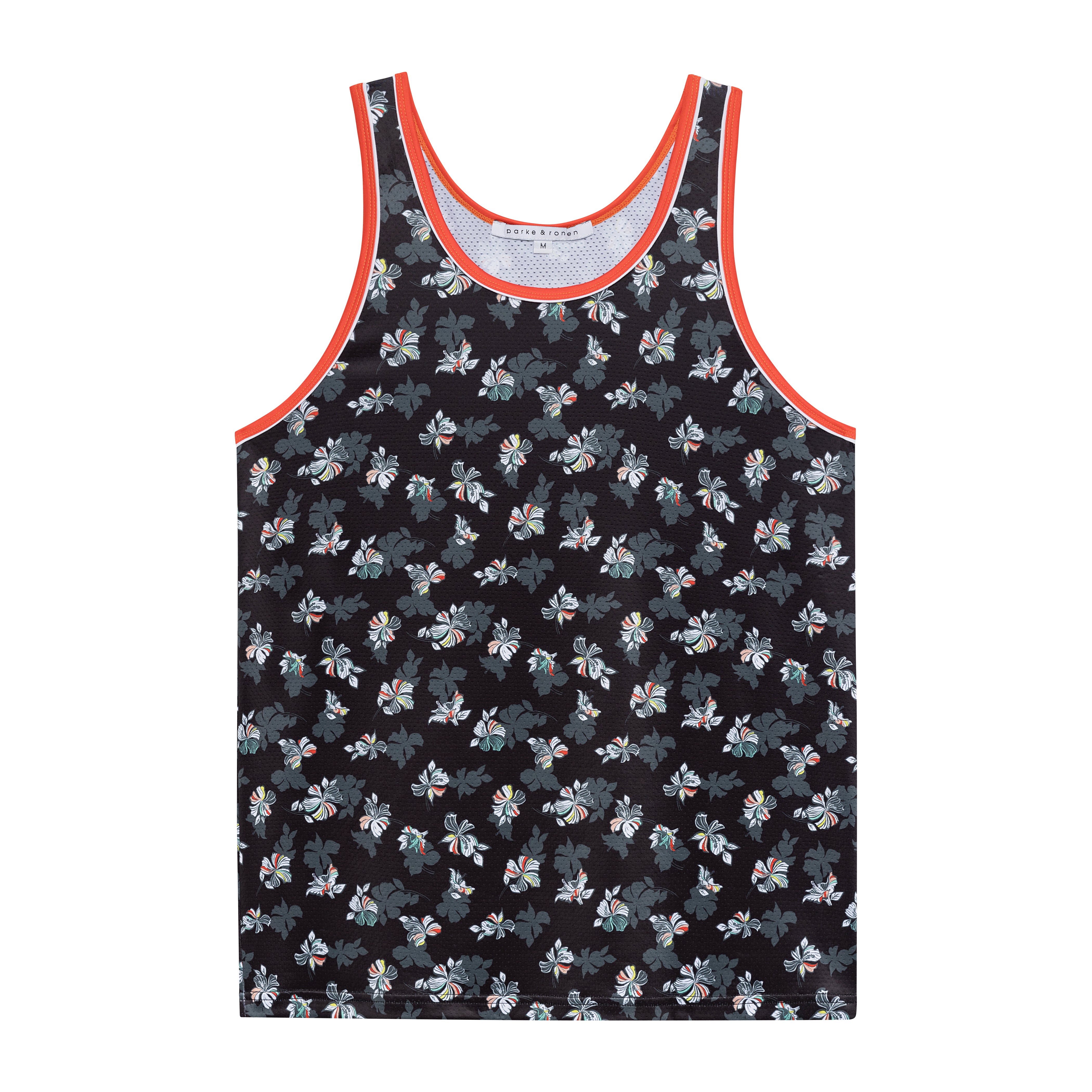 Black Patrick Print Mesh Tank