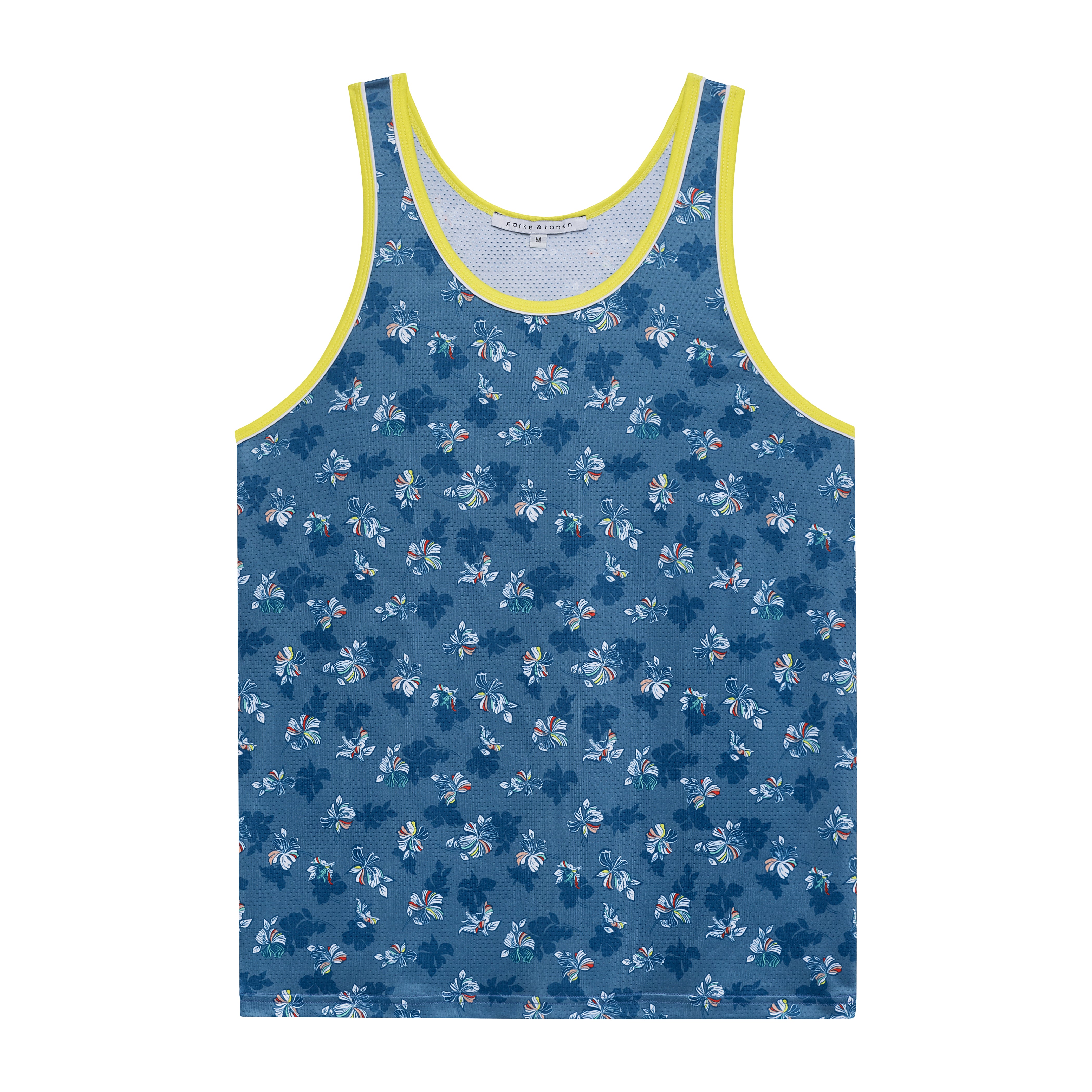 Blue Patrick Print Mesh Tank