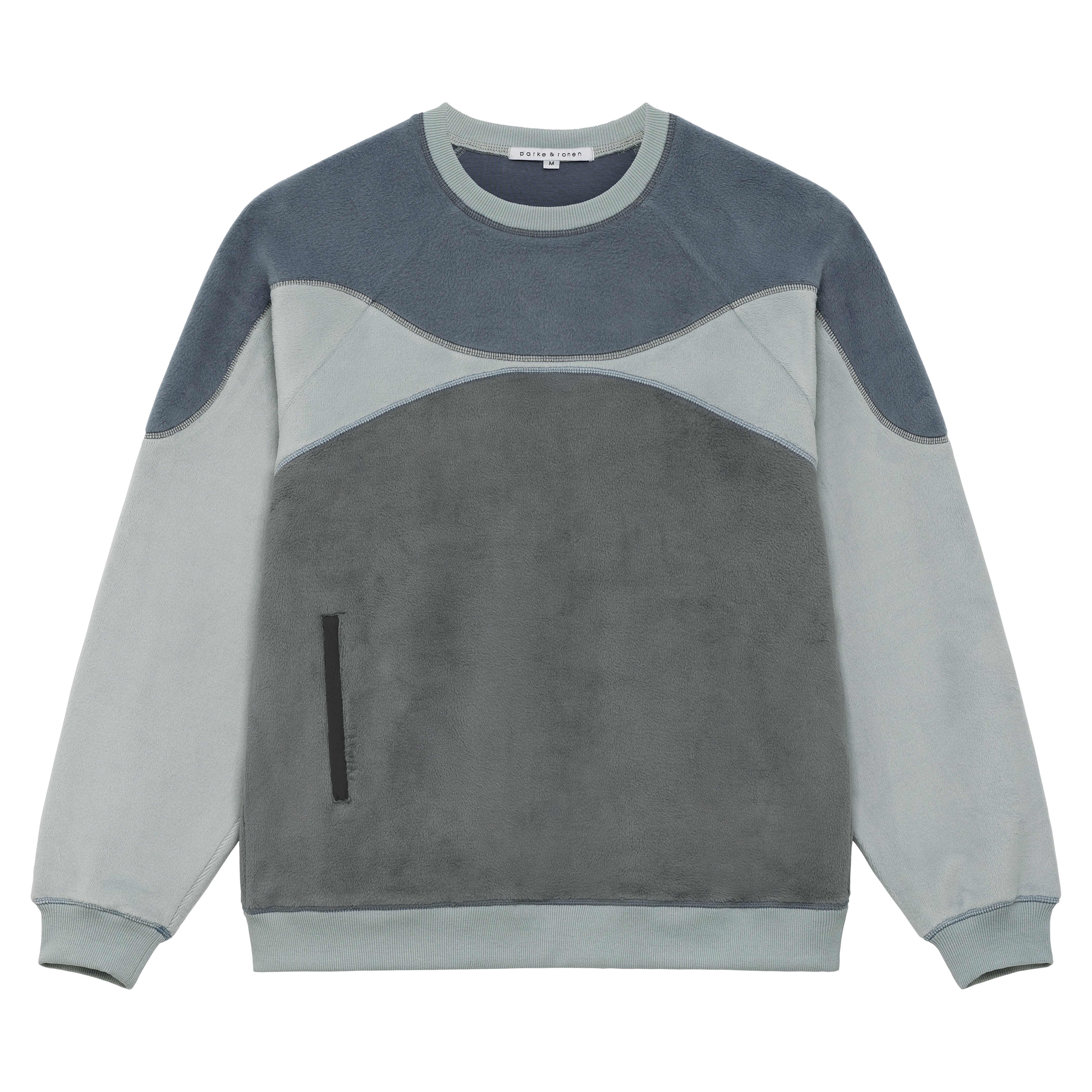 ACTIONWEAR Chambray Ushuaia Fleece Color Block Sweatshirt - parke & ronen