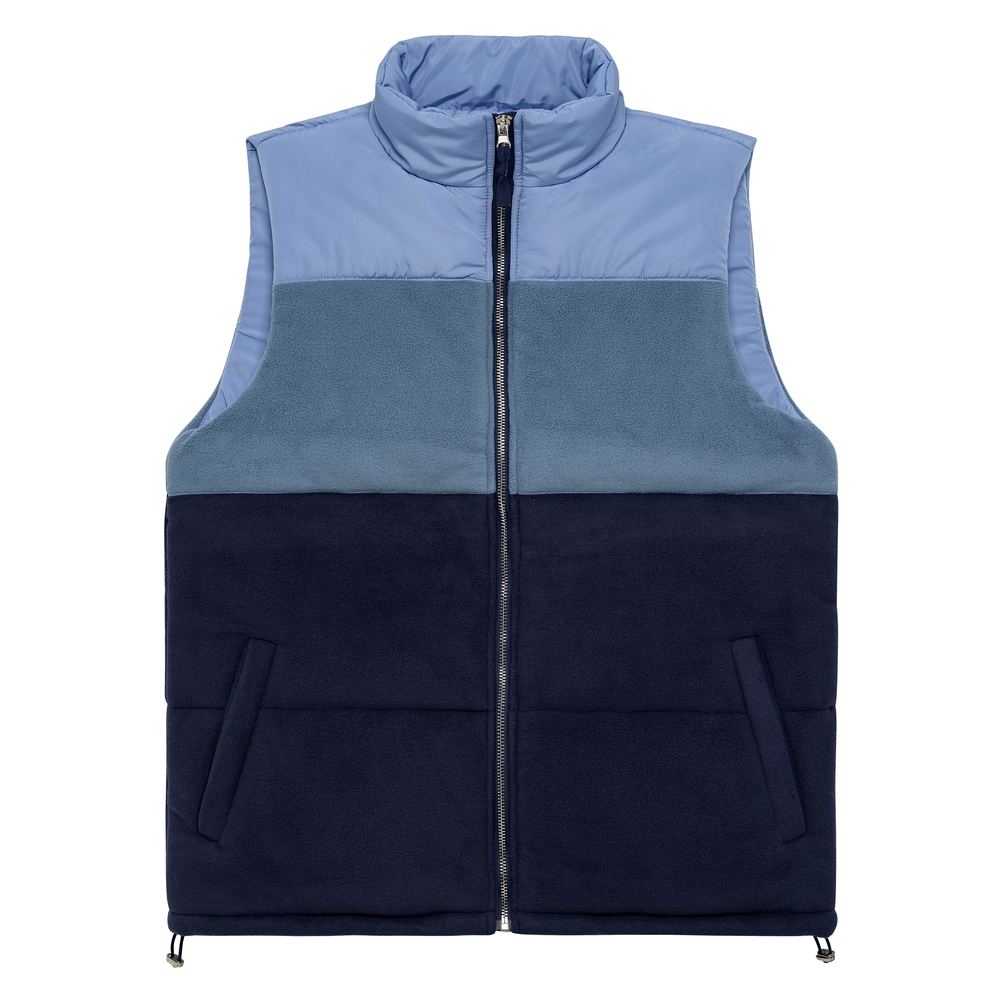 Blue Satin and Fleece Quilted Vest