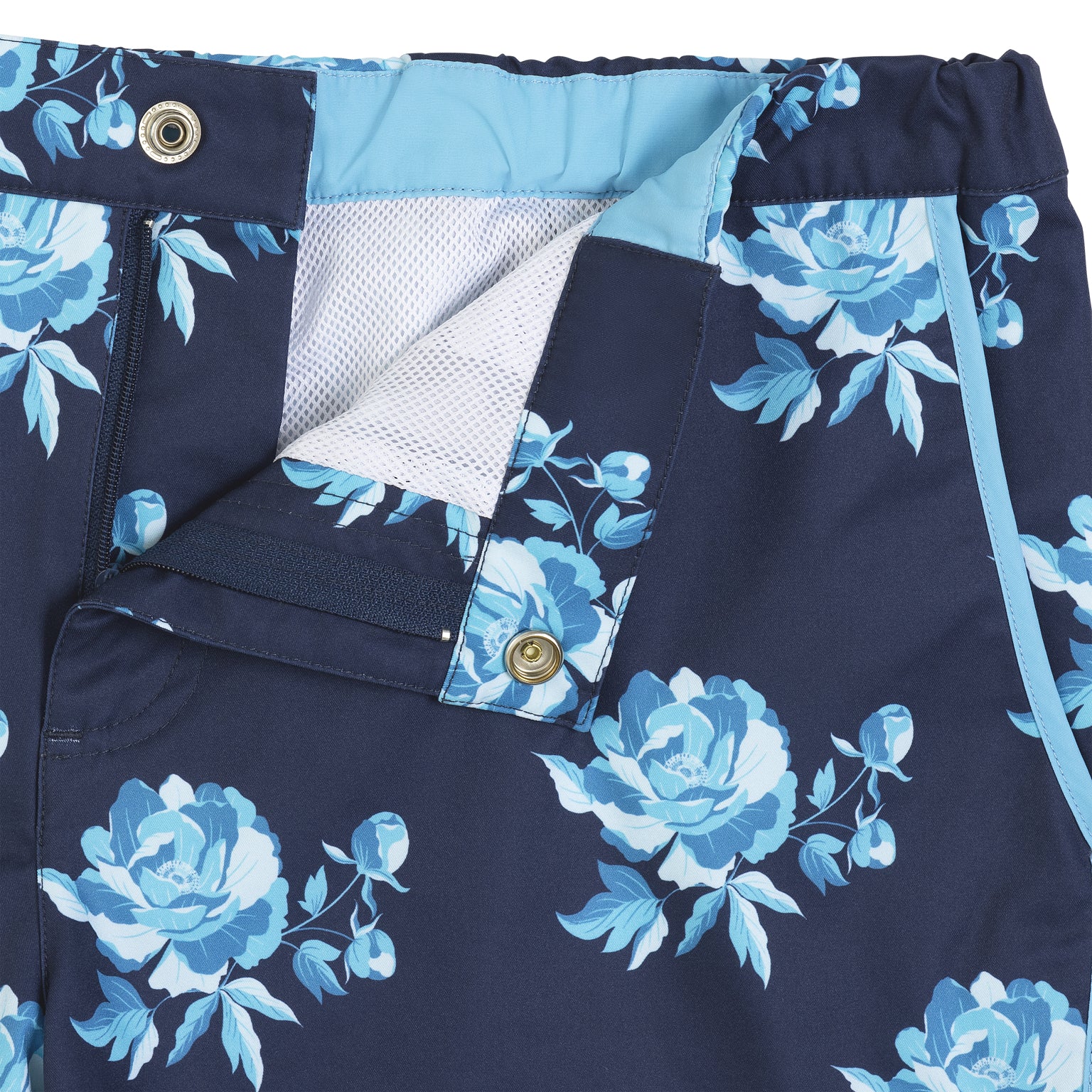 Super Blue Peonies Print 2" Angeleno Stretch