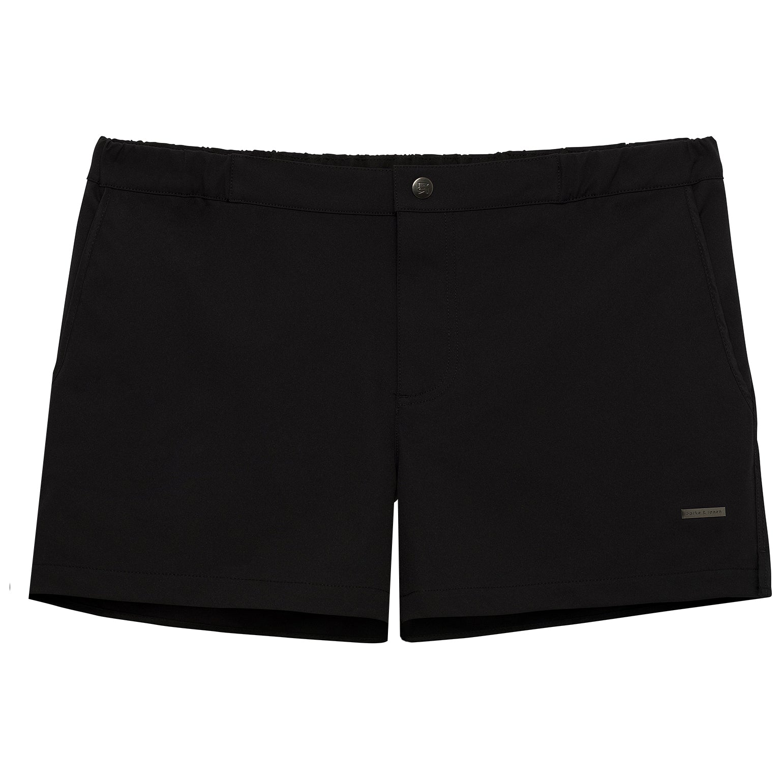 Black 2" Angeleno Solid Stretch Swim Trunk - Parke & Ronen